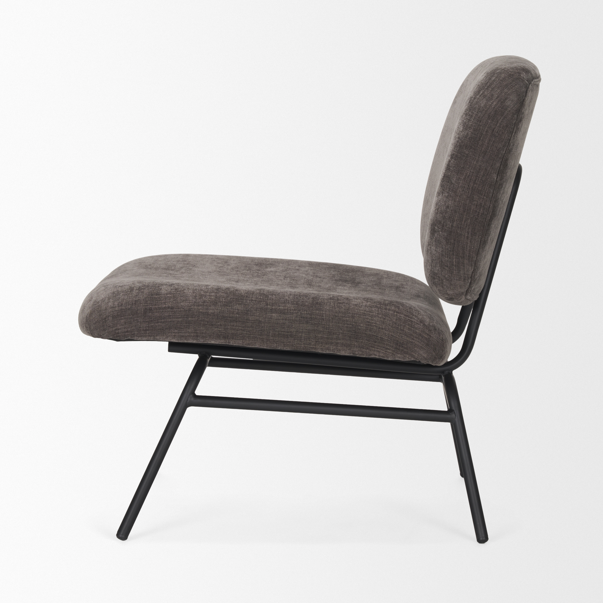 nora charcoal fabric w/ matte black metal legs accent chair