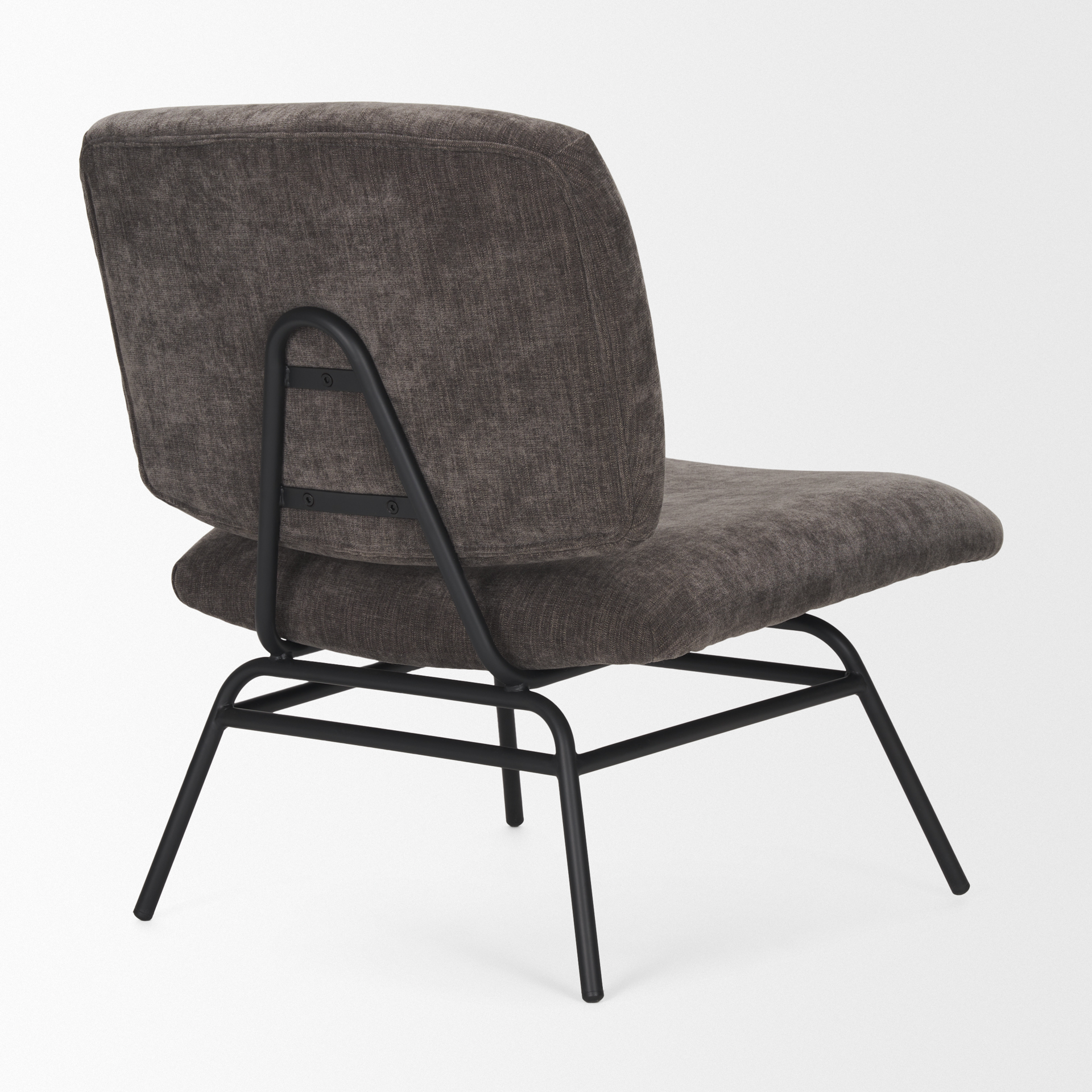 nora charcoal fabric w/ matte black metal legs accent chair
