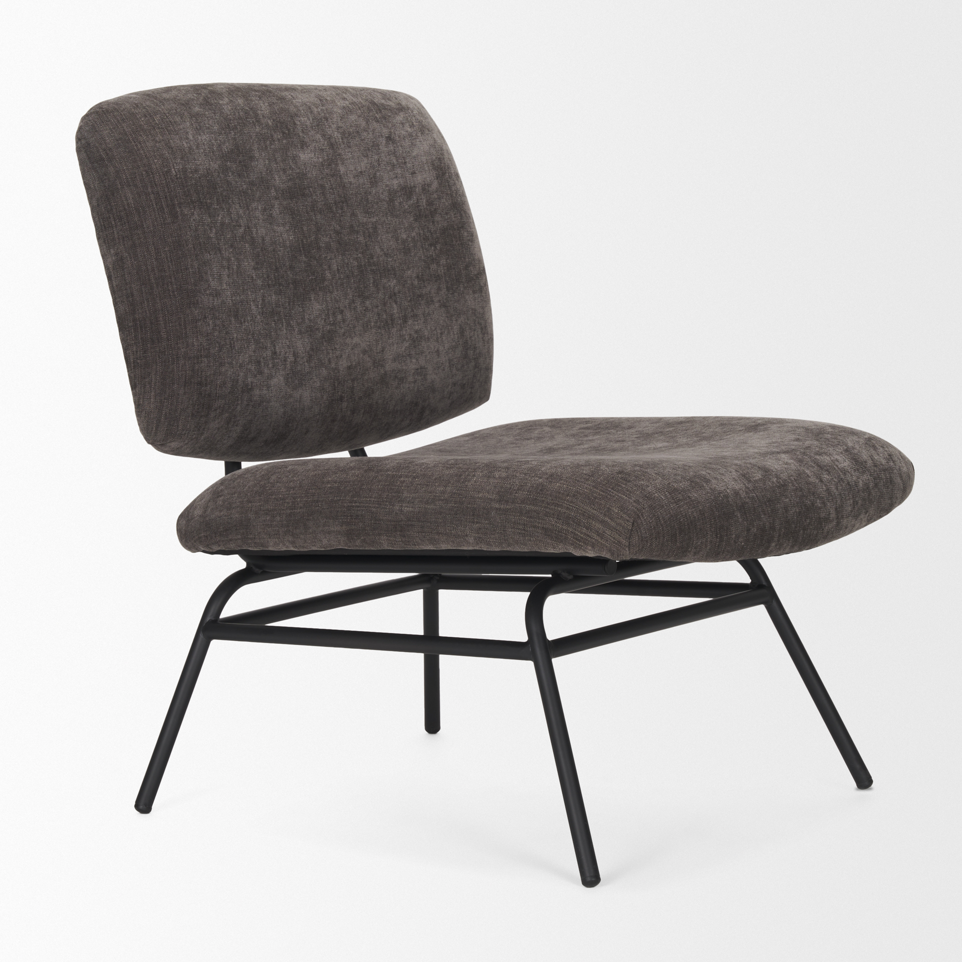 nora charcoal fabric w/ matte black metal legs accent chair