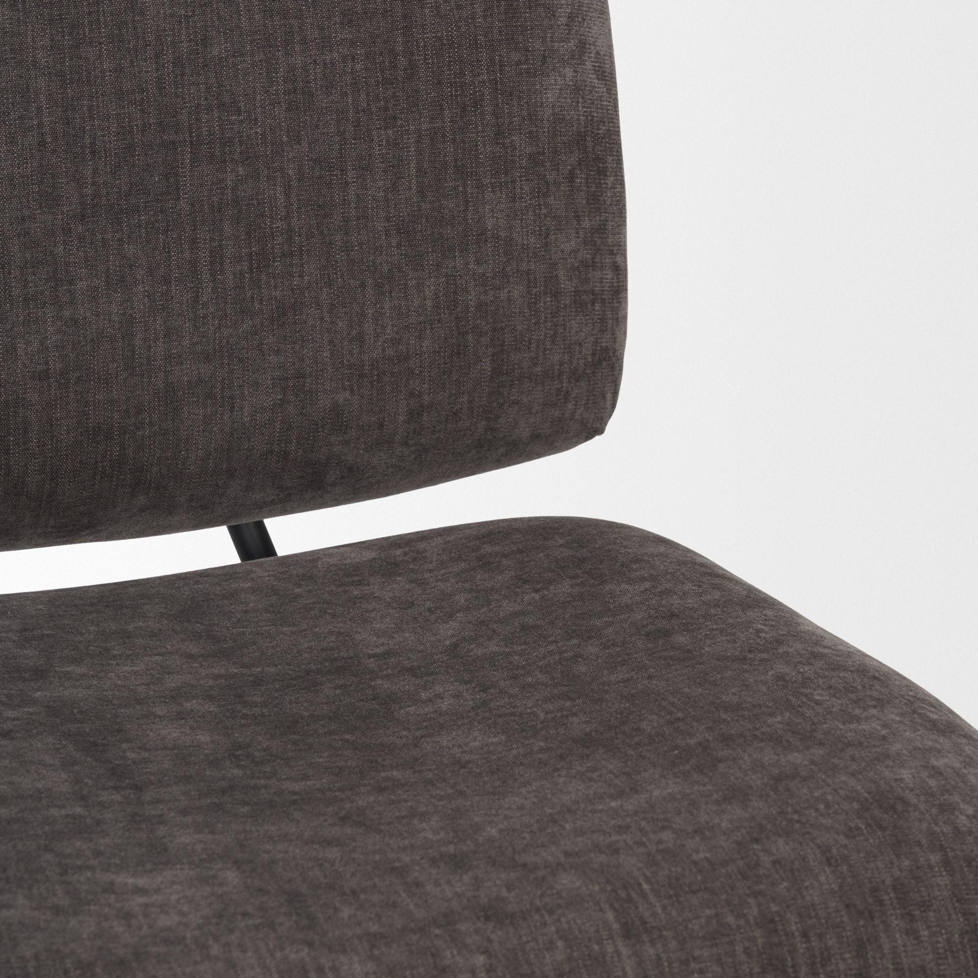 nora charcoal fabric w/ matte black metal legs accent chair