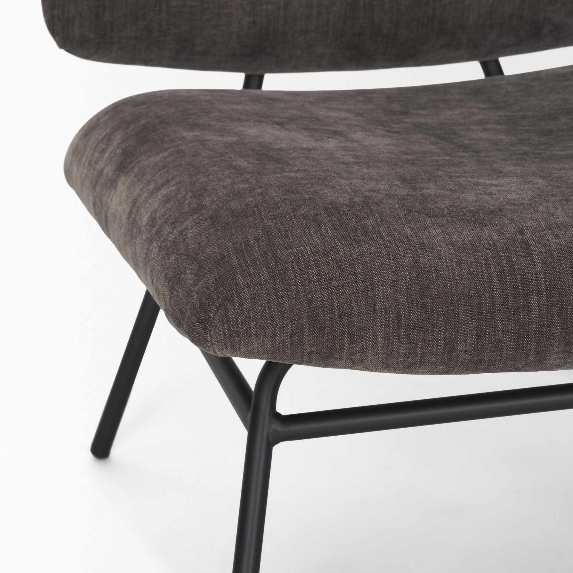 nora charcoal fabric w/ matte black metal legs accent chair