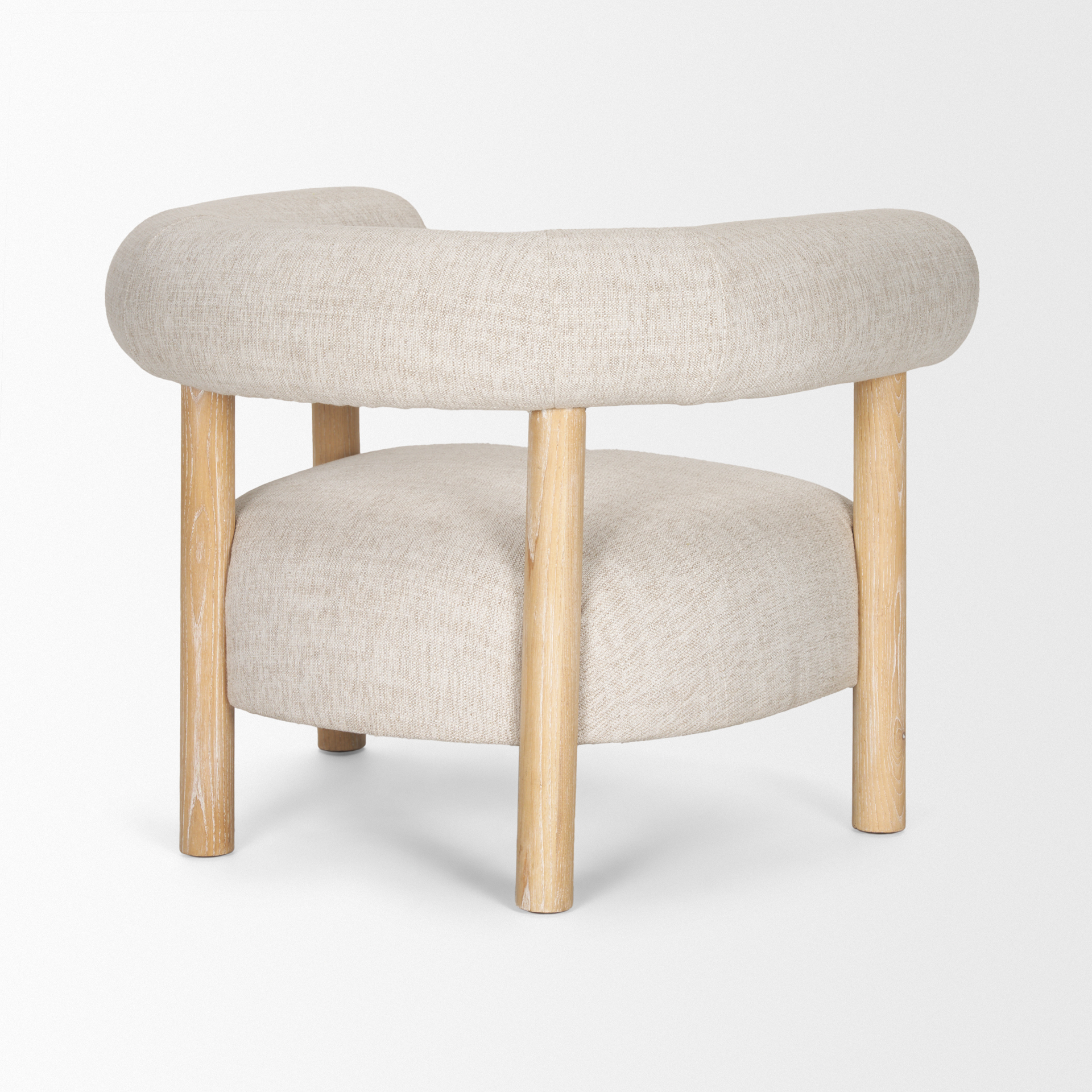 gianna open back light brown wood w/ oatmeal fabric accent chair