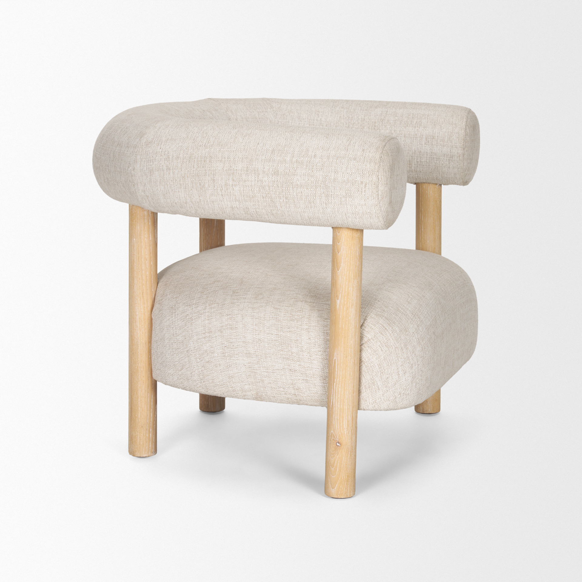 gianna open back light brown wood w/ oatmeal fabric accent chair