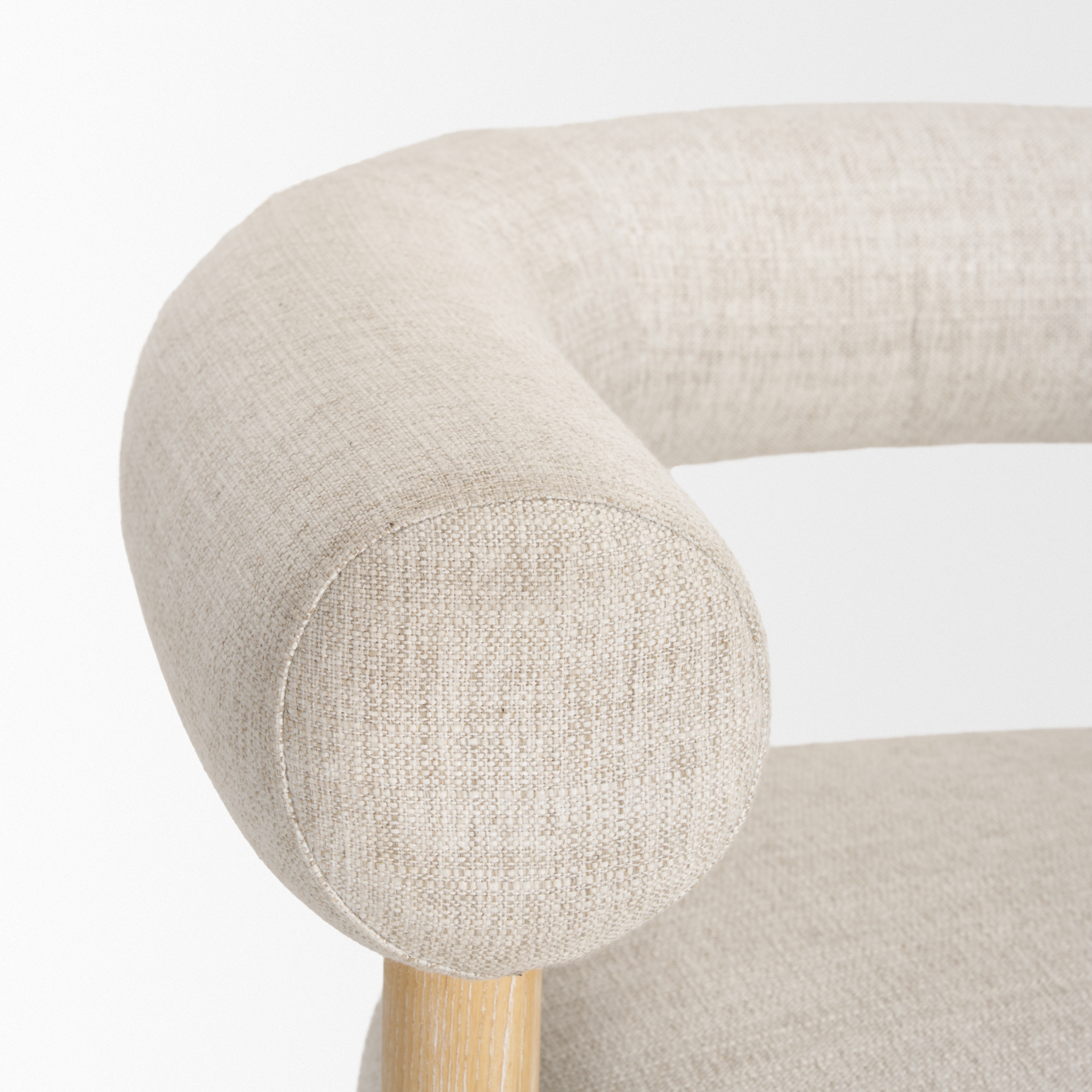 gianna open back light brown wood w/ oatmeal fabric accent chair