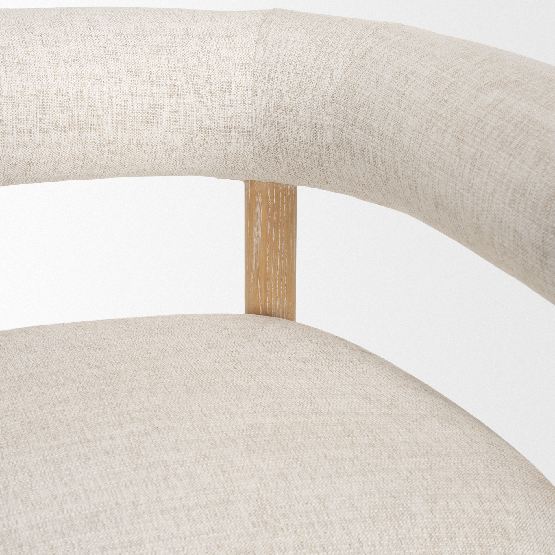 gianna open back light brown wood w/ oatmeal fabric accent chair