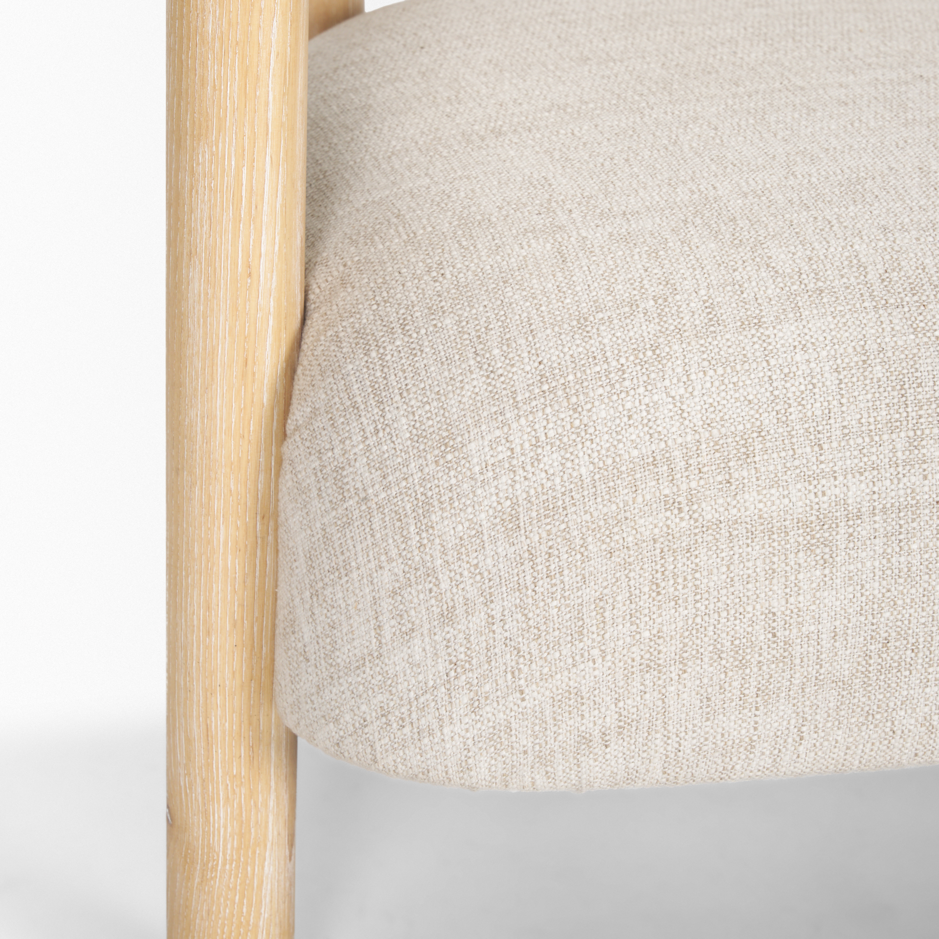 gianna open back light brown wood w/ oatmeal fabric accent chair