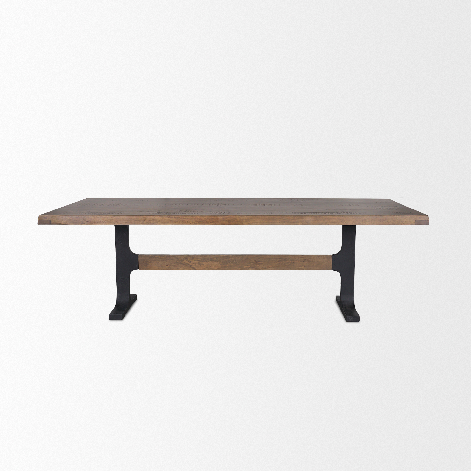 araxi rectangular dark brown wood w/ black metal base dining table