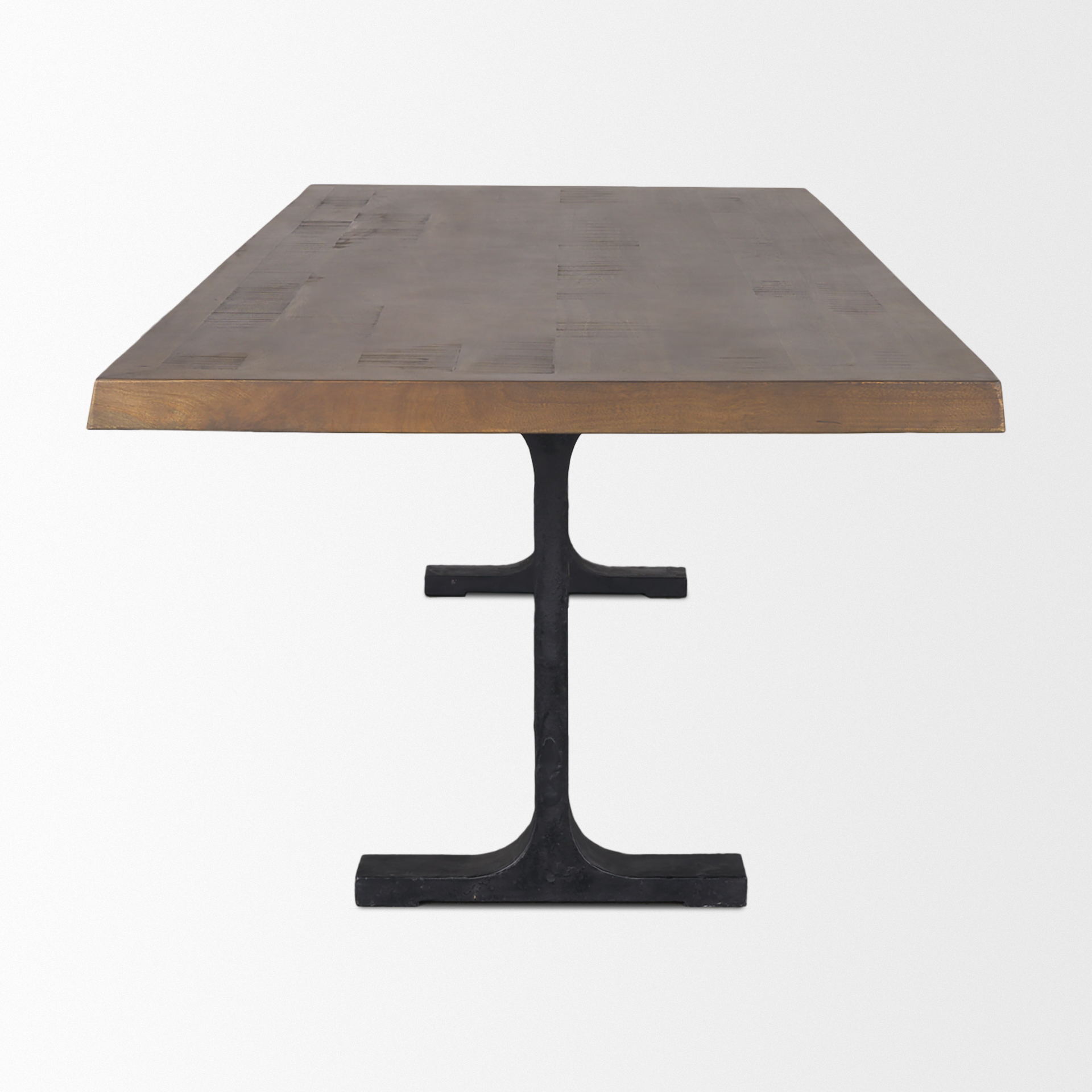 araxi rectangular dark brown wood w/ black metal base dining table