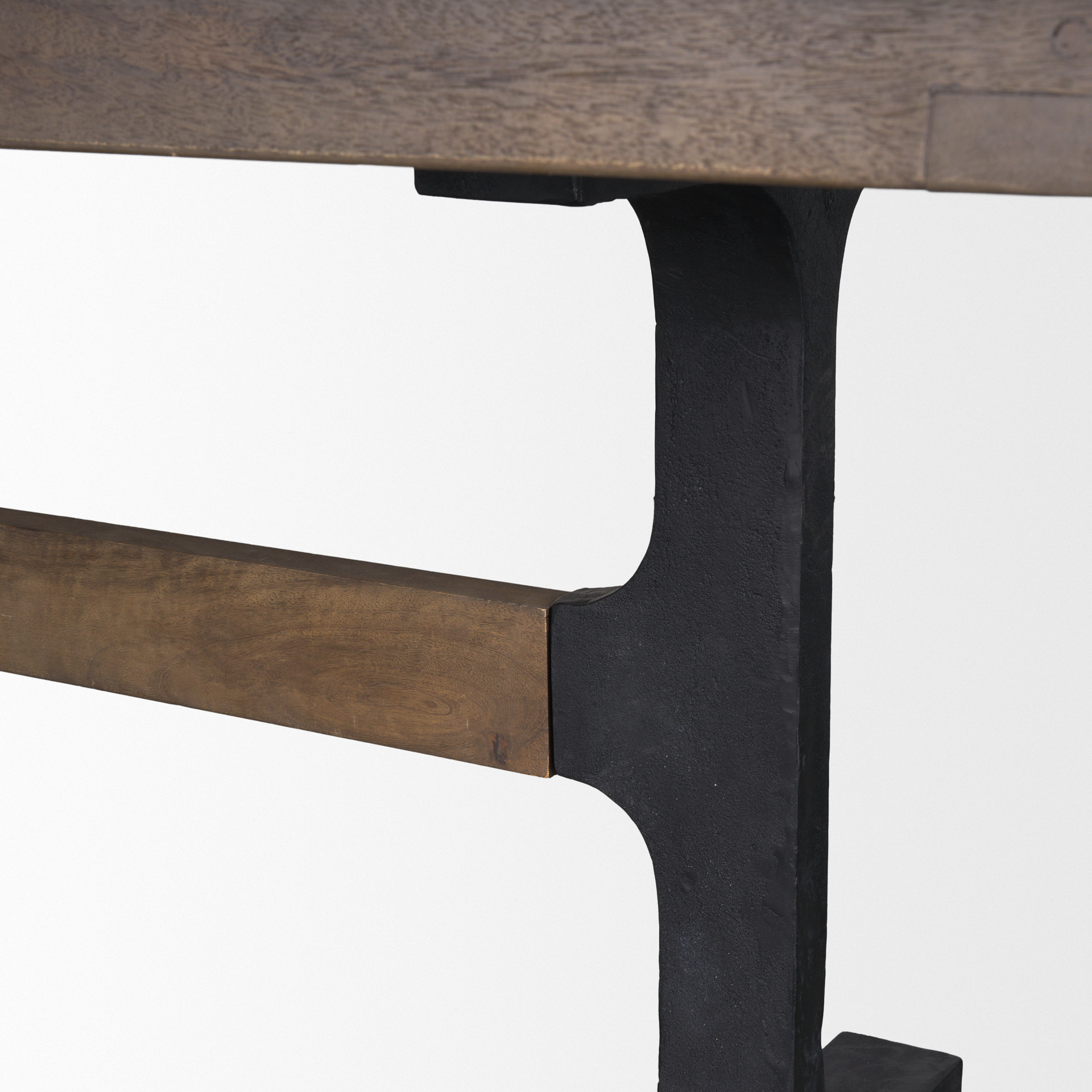 araxi rectangular dark brown wood w/ black metal base dining table