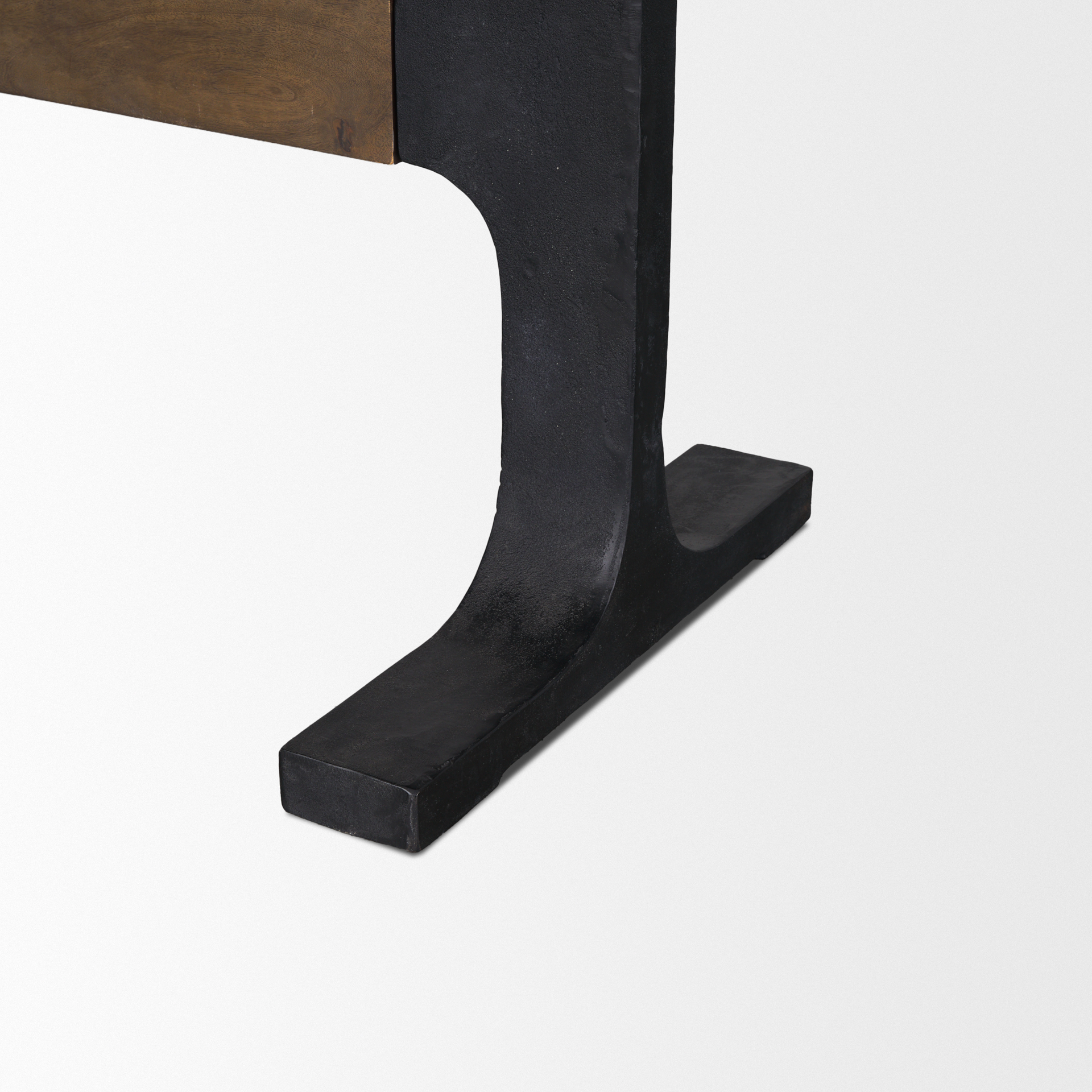 araxi rectangular dark brown wood w/ black metal base dining table