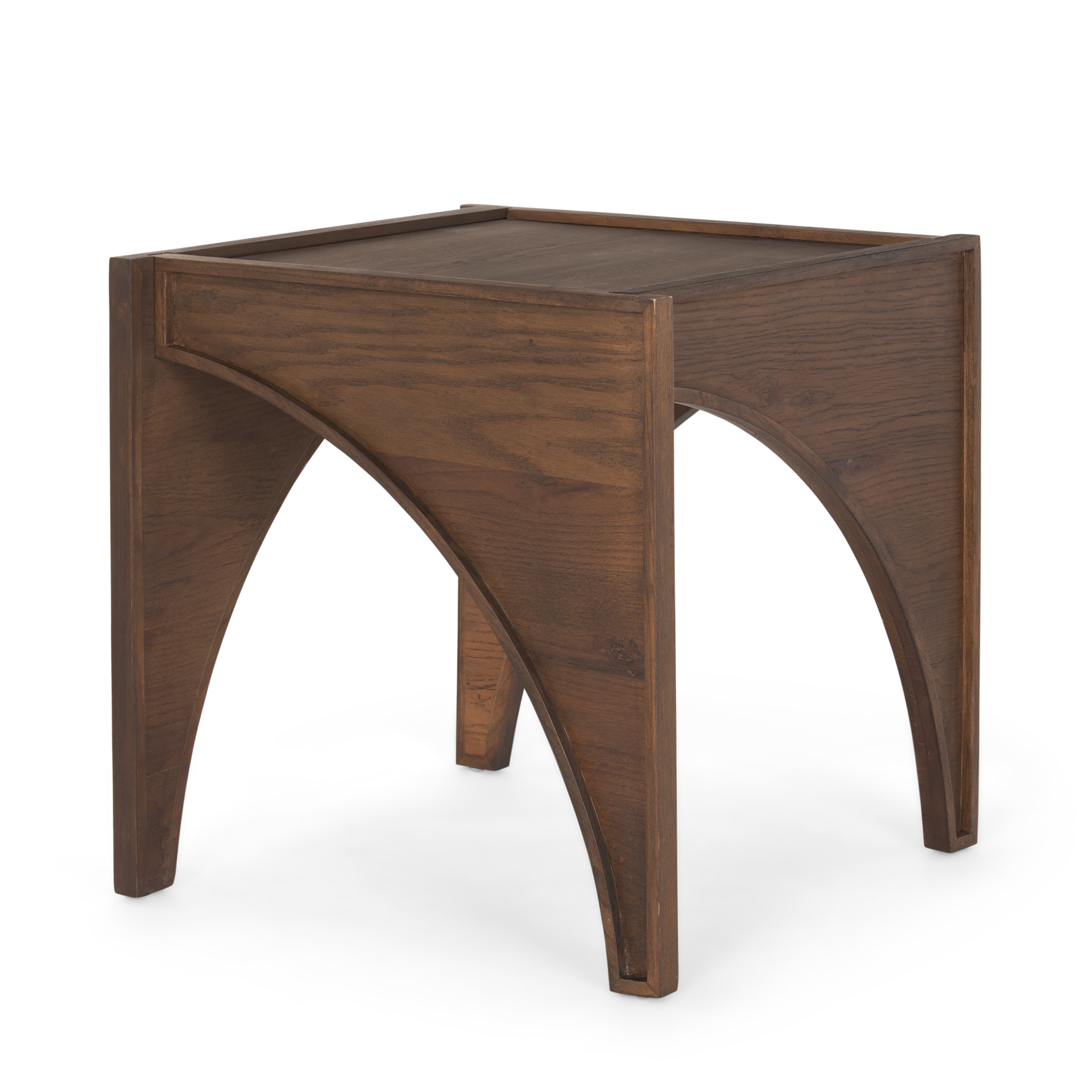 laraya medium brown wood w/ arches end table