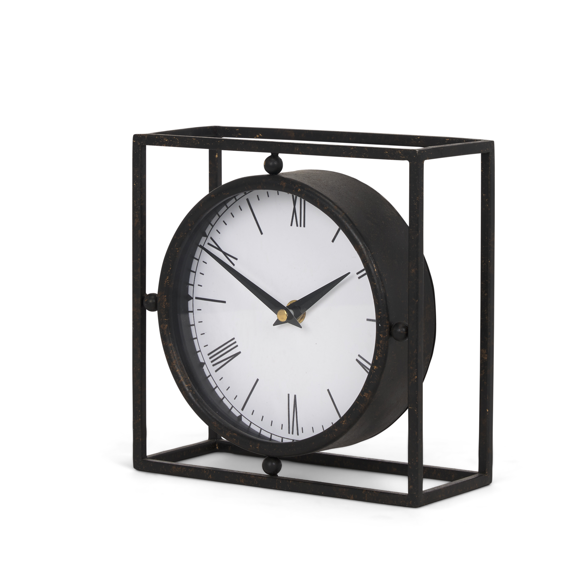 raisa black w/ gold antiquing metal table clock