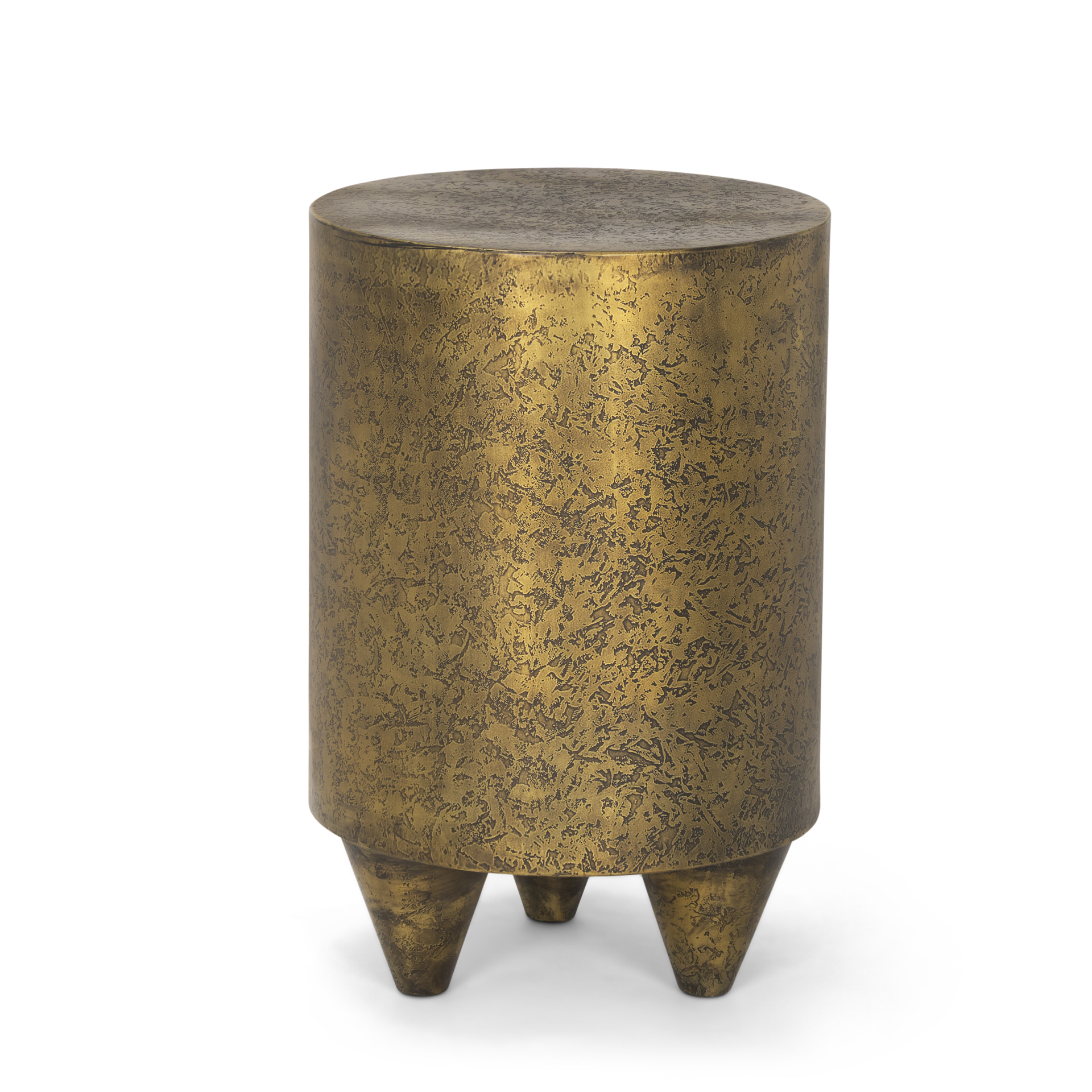rosh textured gold metal w/ acid wash accent table