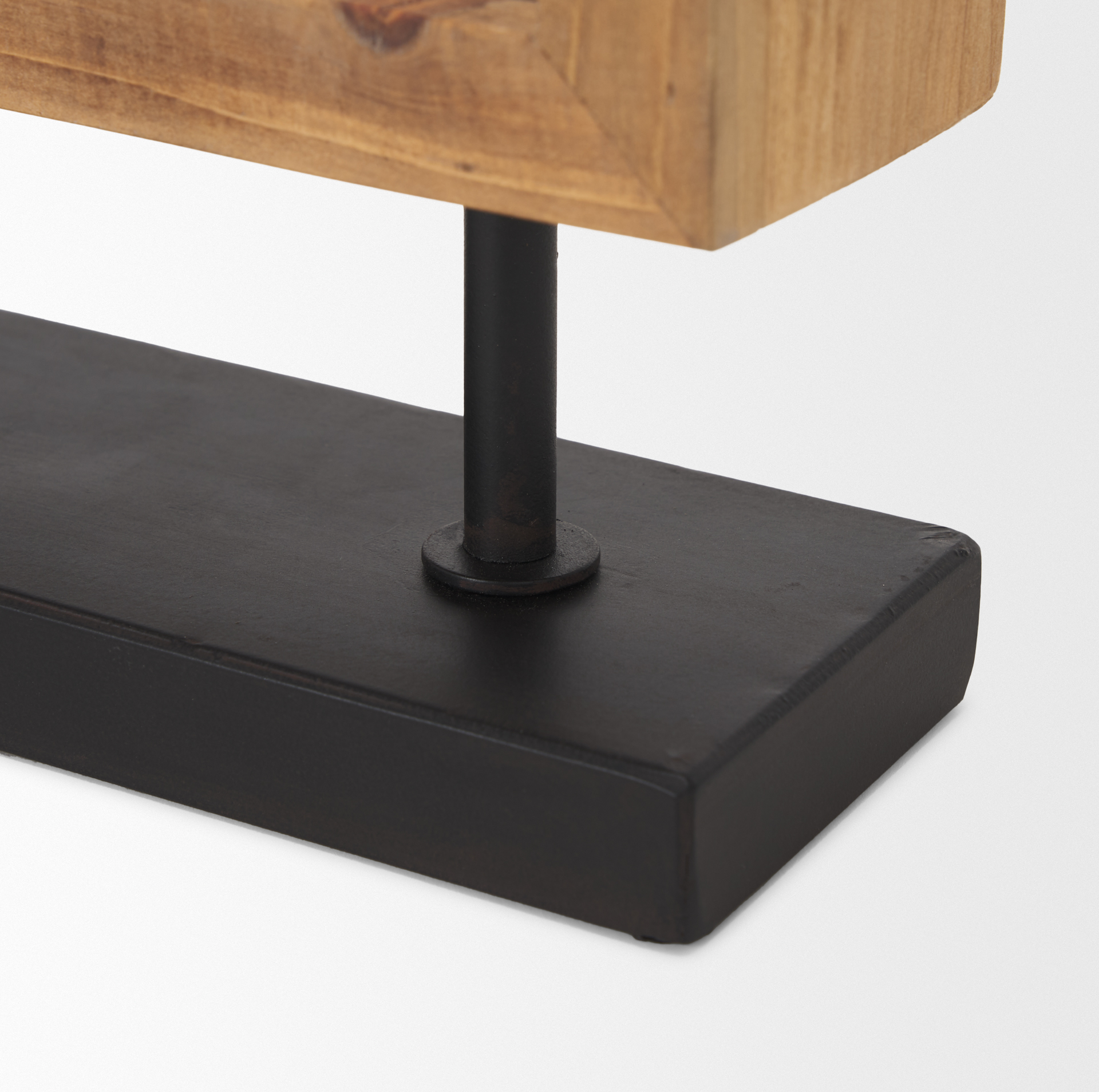 renaya light brown wood w/ matte black metal base table clock