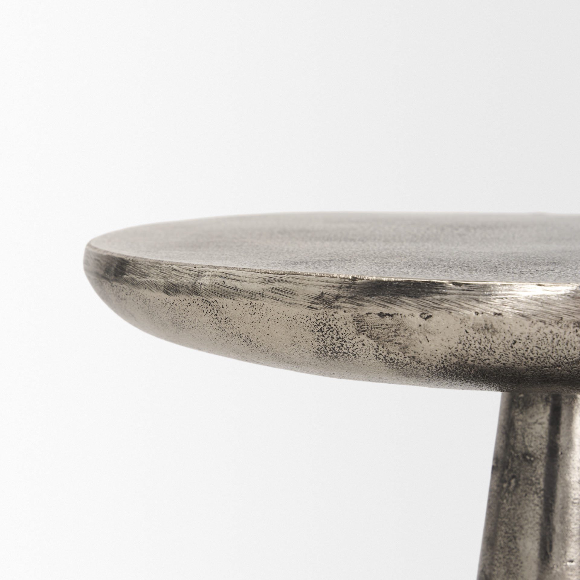 Bobbi Textured Polished Nickel Cast Aluminum Metal Accent Table
