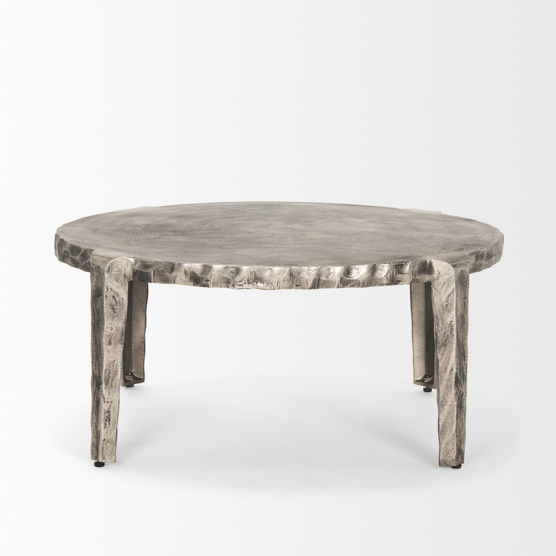 randy silver nickel cast aluminum metal coffee table