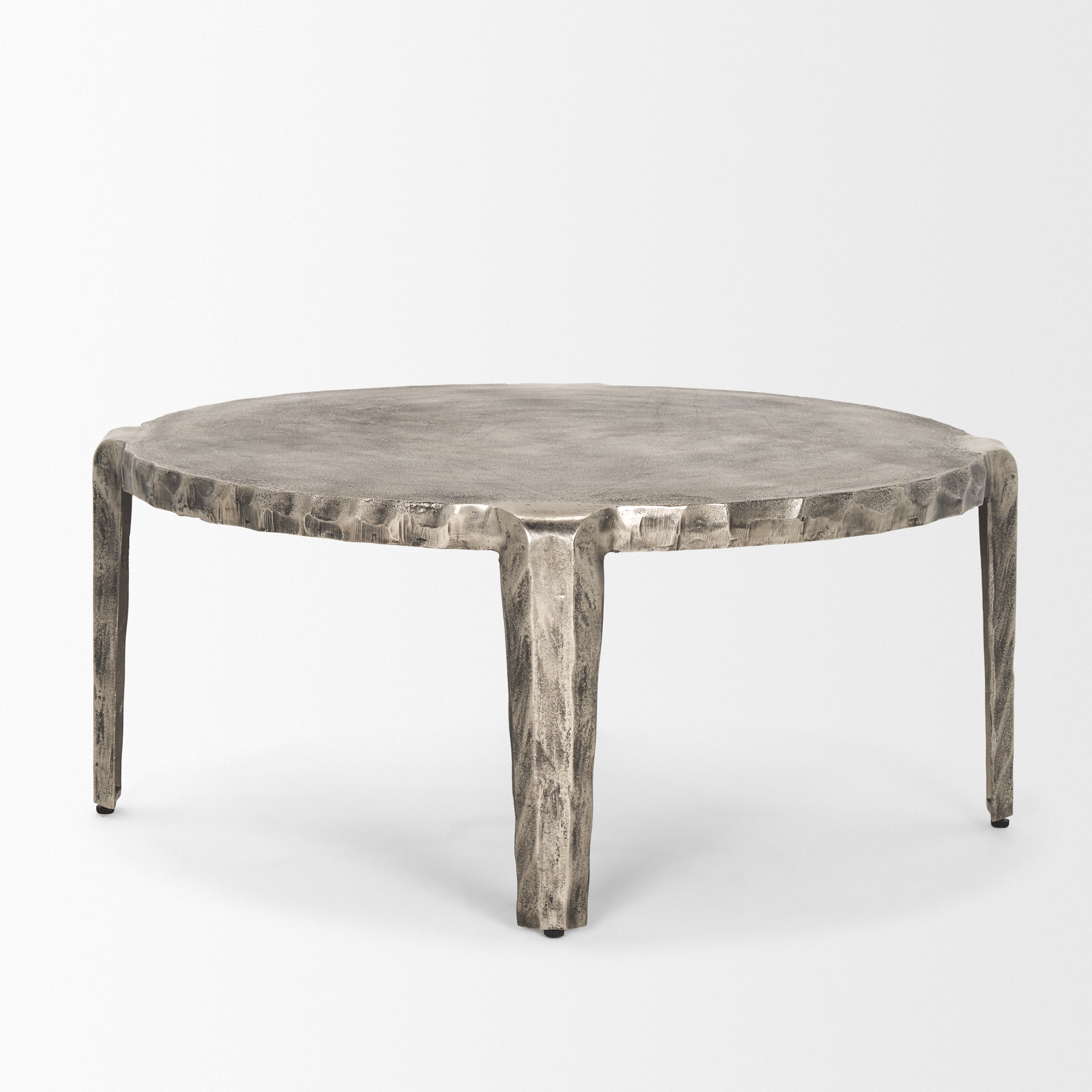 randy silver nickel cast aluminum metal coffee table
