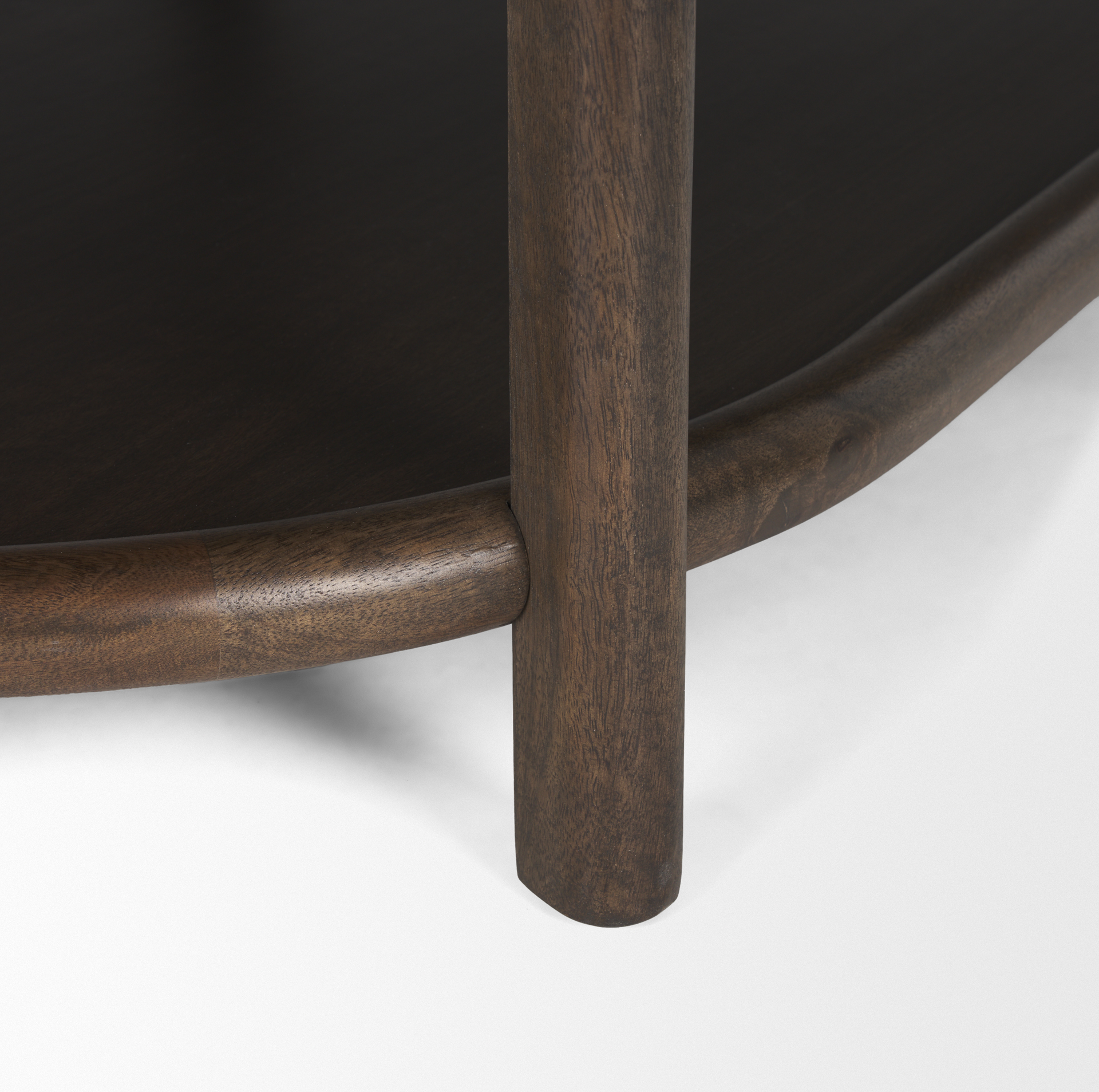 Romi Dark Brown Wood w/ Bottom Shelf Oval Coffee Table