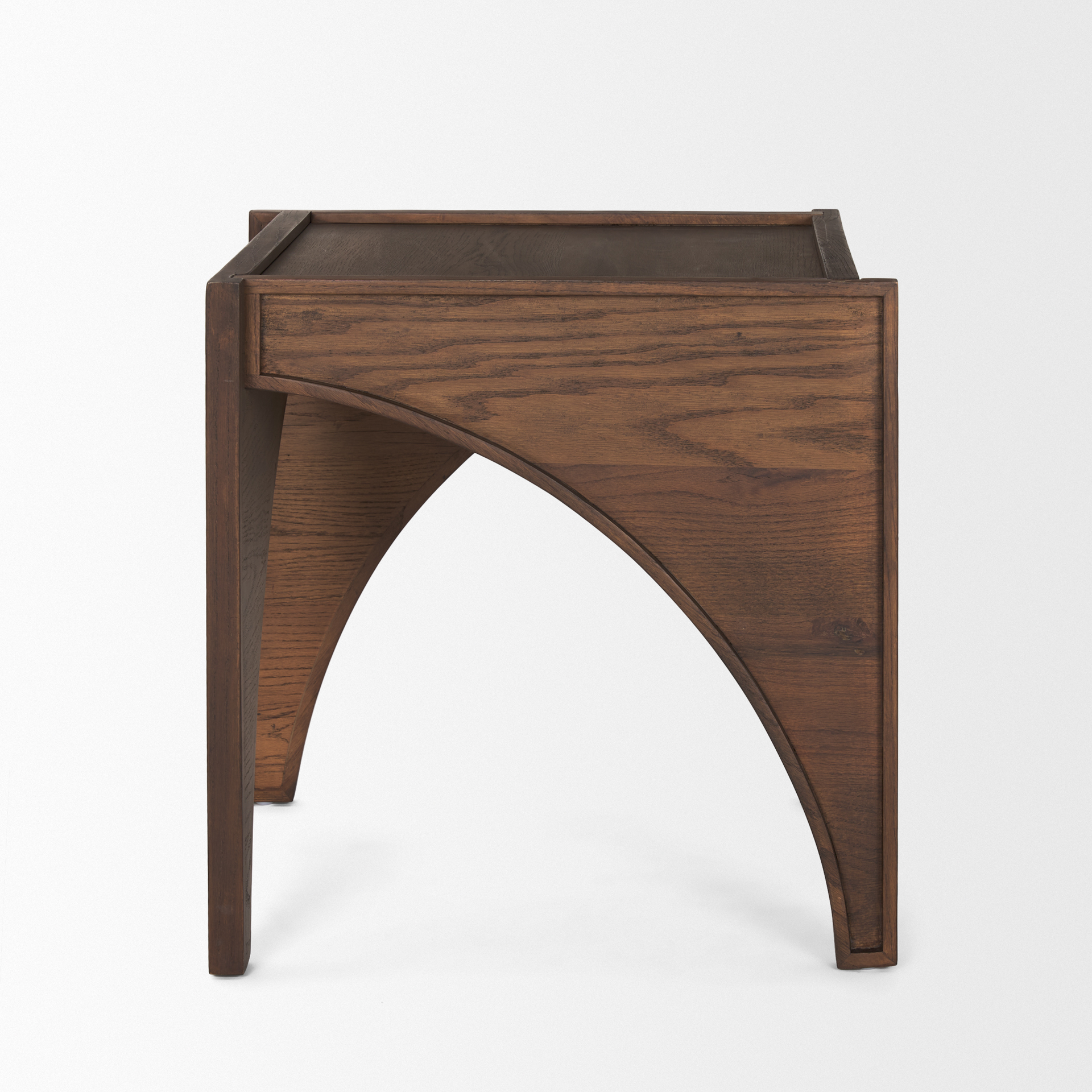 laraya medium brown wood w/ arches end table