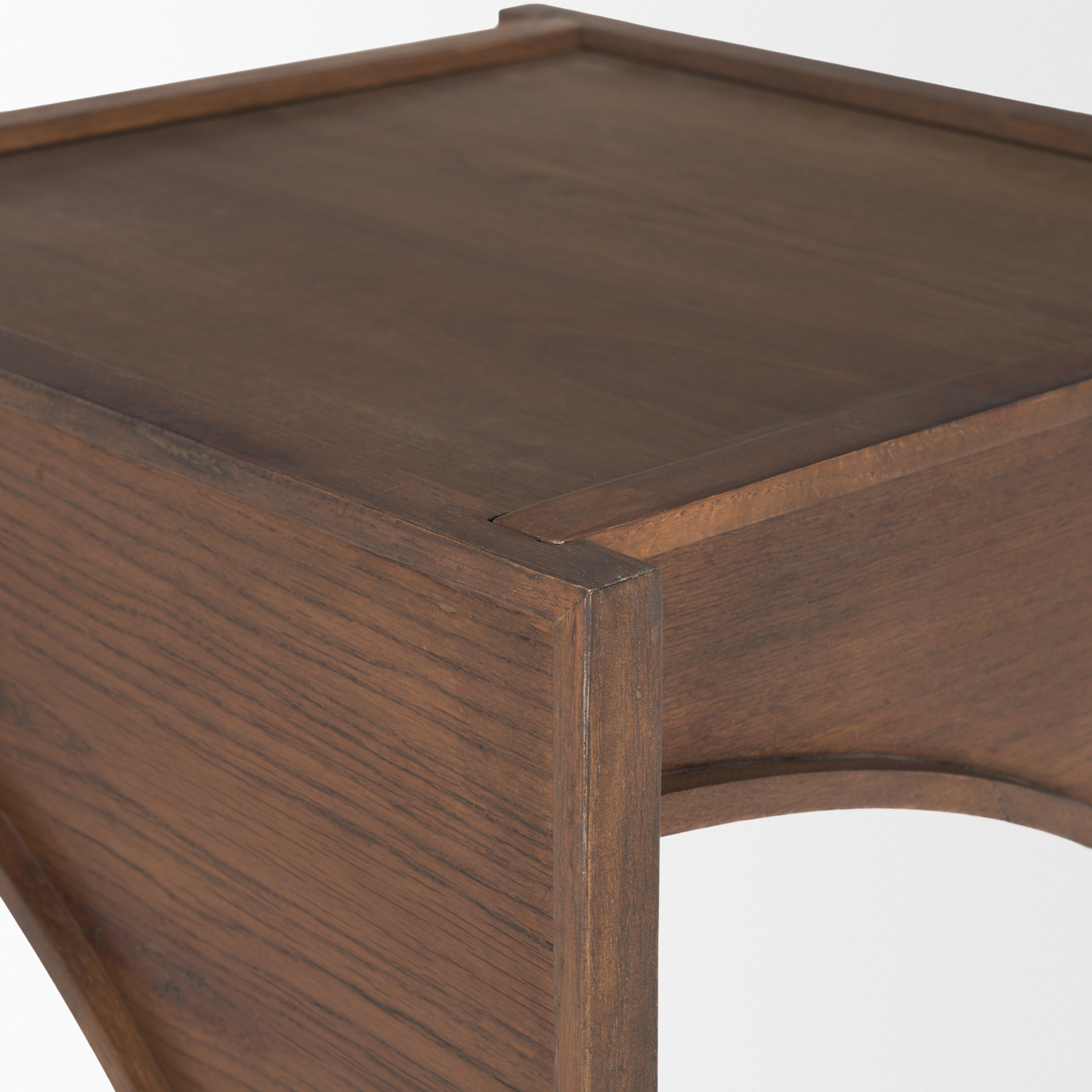 laraya medium brown wood w/ arches end table