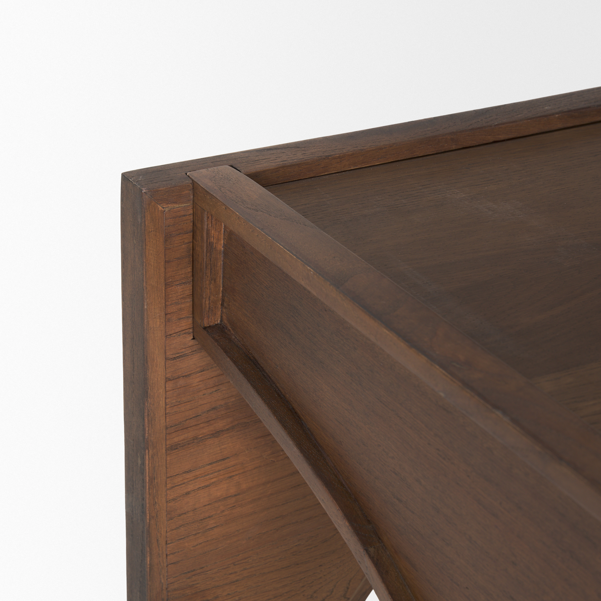 laraya medium brown wood w/ arches end table