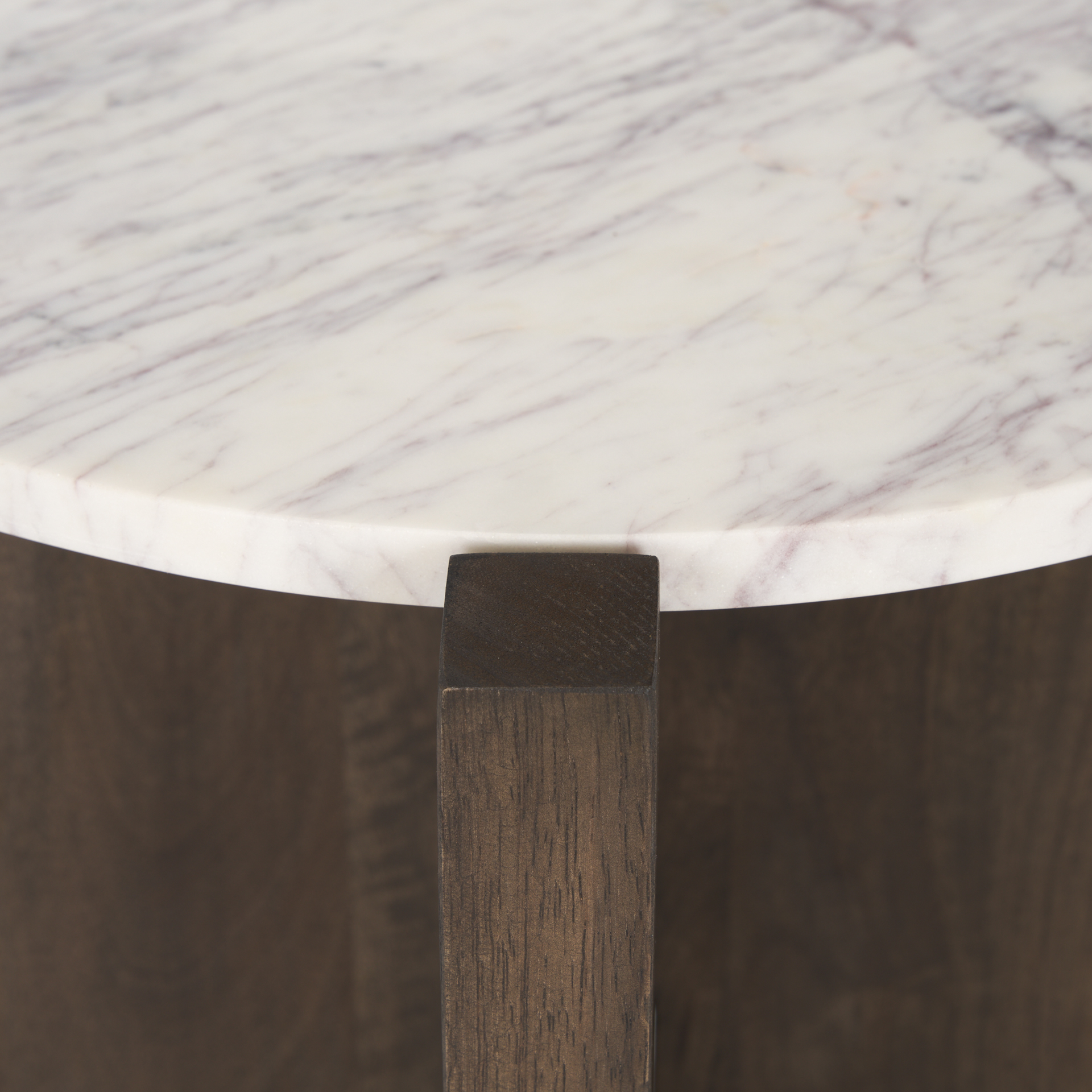bianca dark brown wood w/ marble round accent table