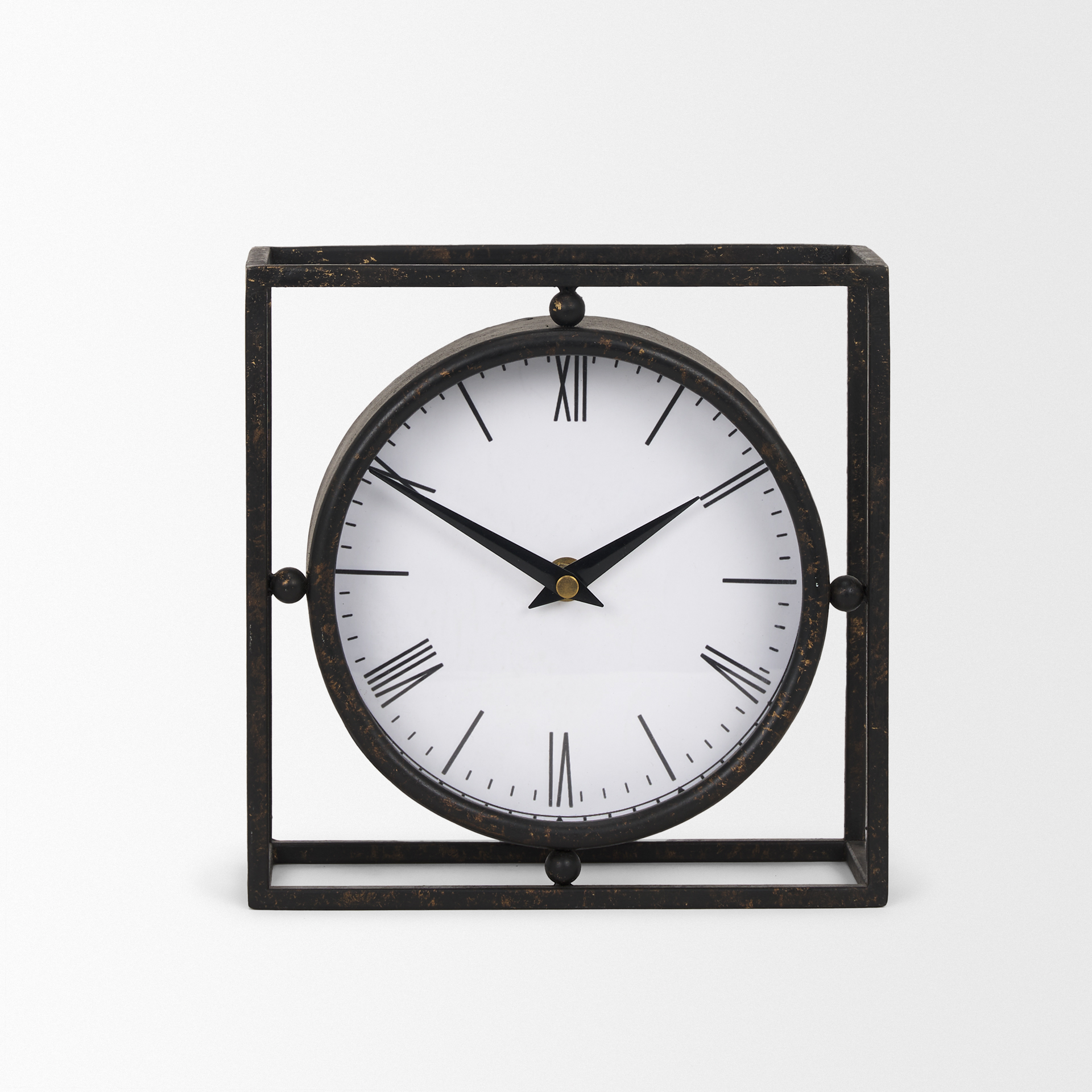raisa black w/ gold antiquing metal table clock