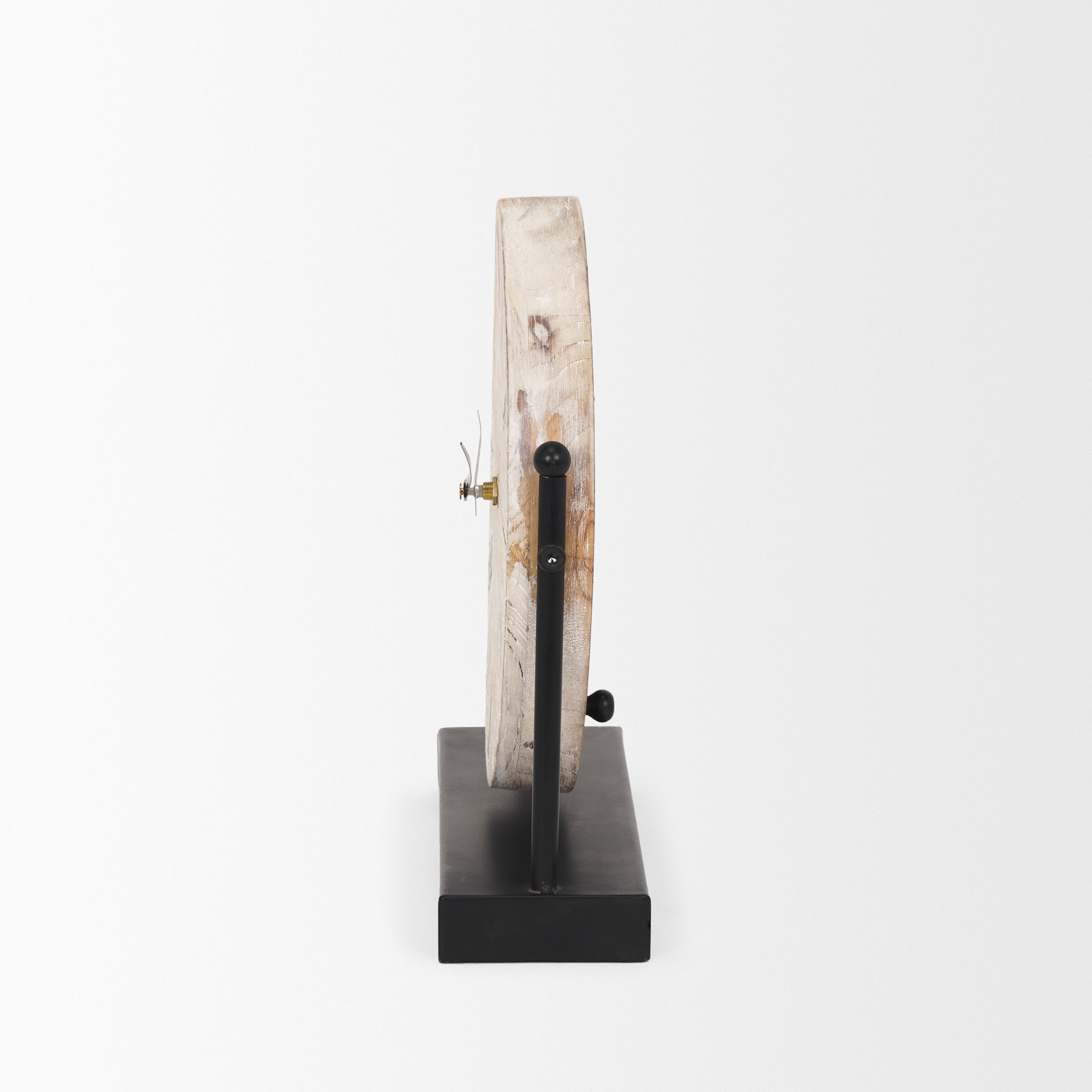 raja matte black metal w/ wood table clock