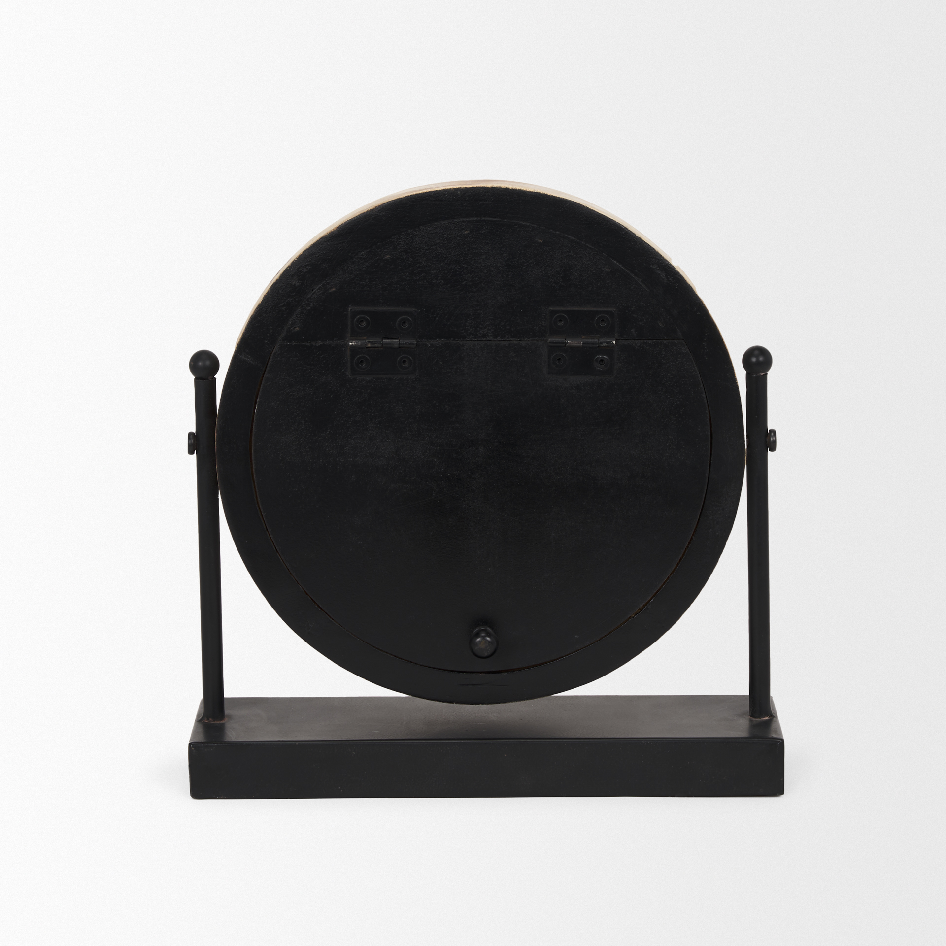 raja matte black metal w/ wood table clock