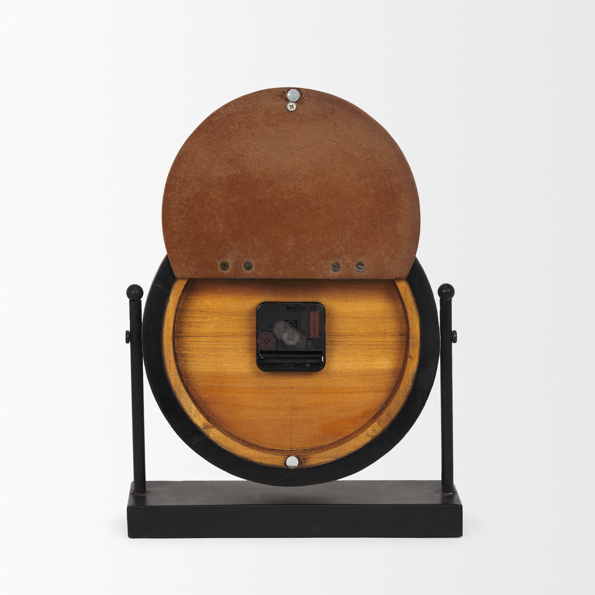 raja matte black metal w/ wood table clock