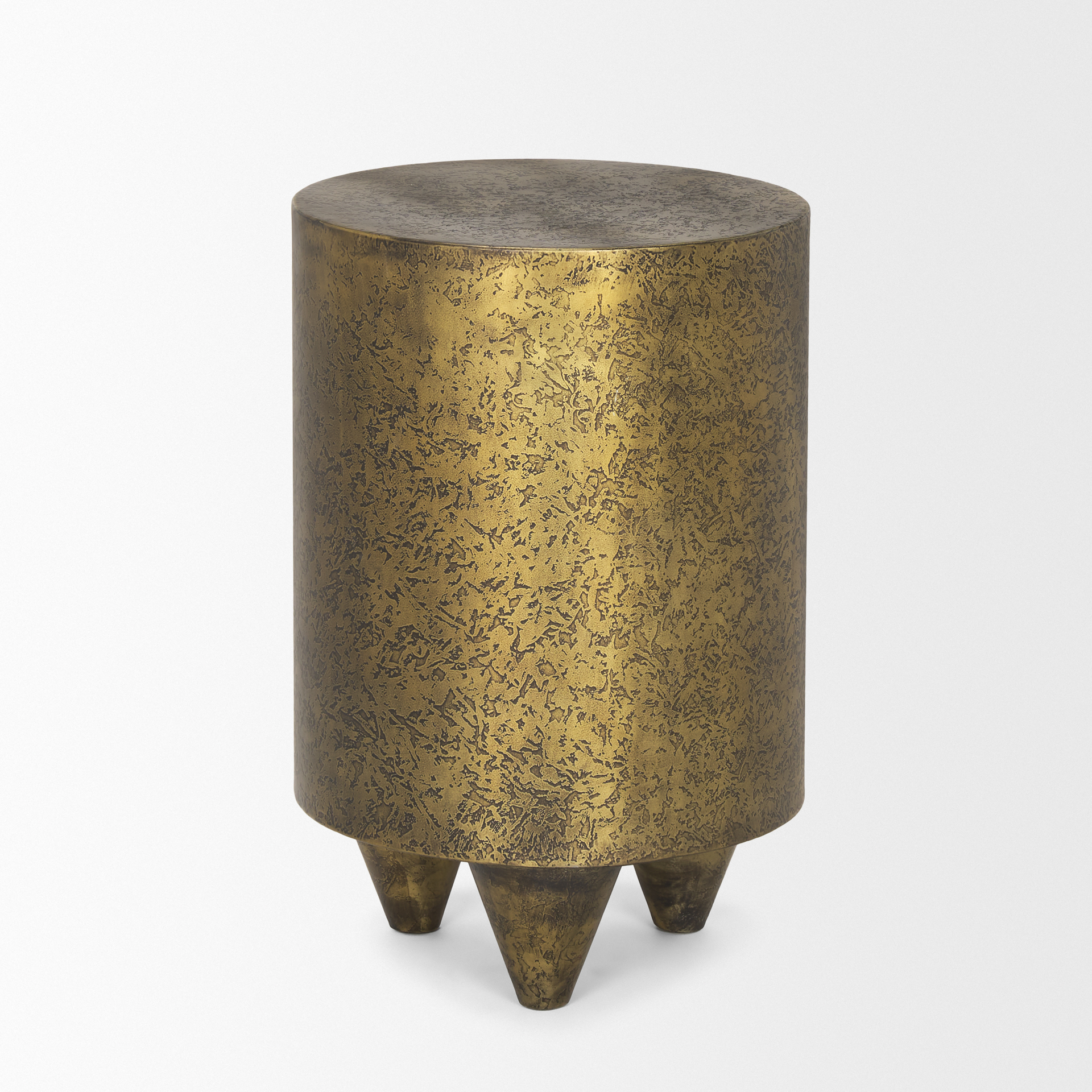 rosh textured gold metal w/ acid wash accent table