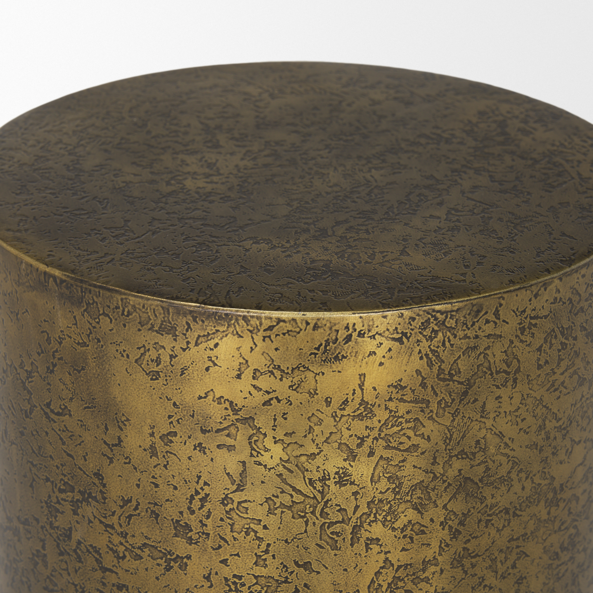 rosh textured gold metal w/ acid wash accent table