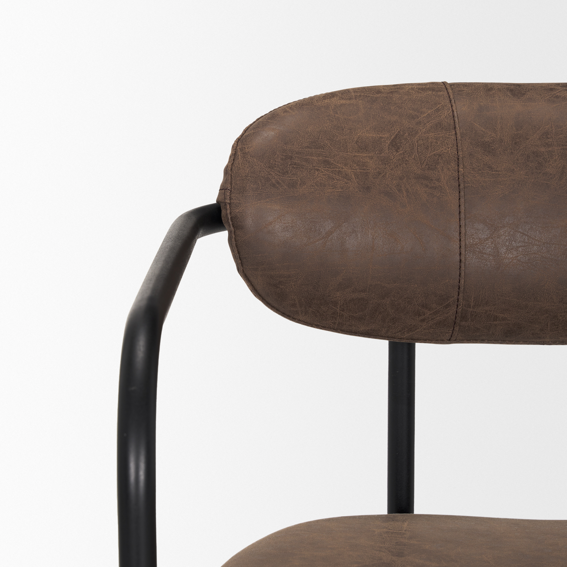parker muted brown faux leather w/ black metal dining chair