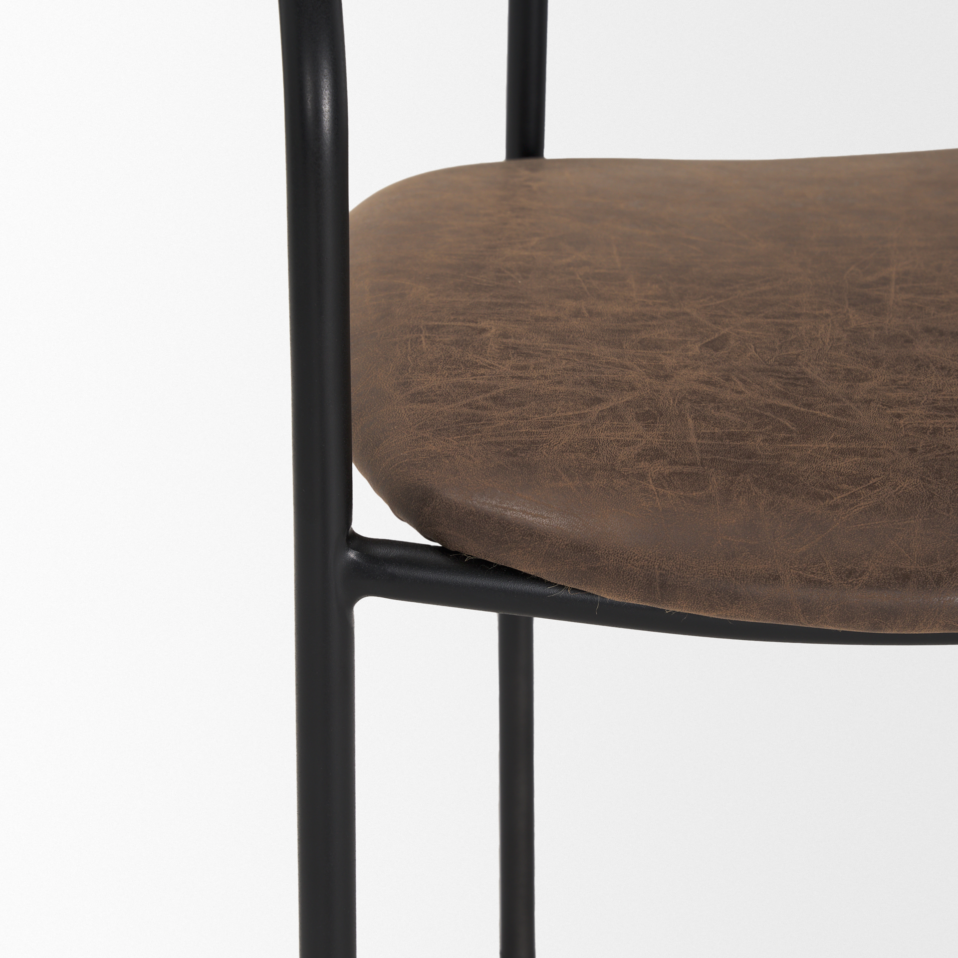 parker muted brown faux leather w/ black metal dining chair