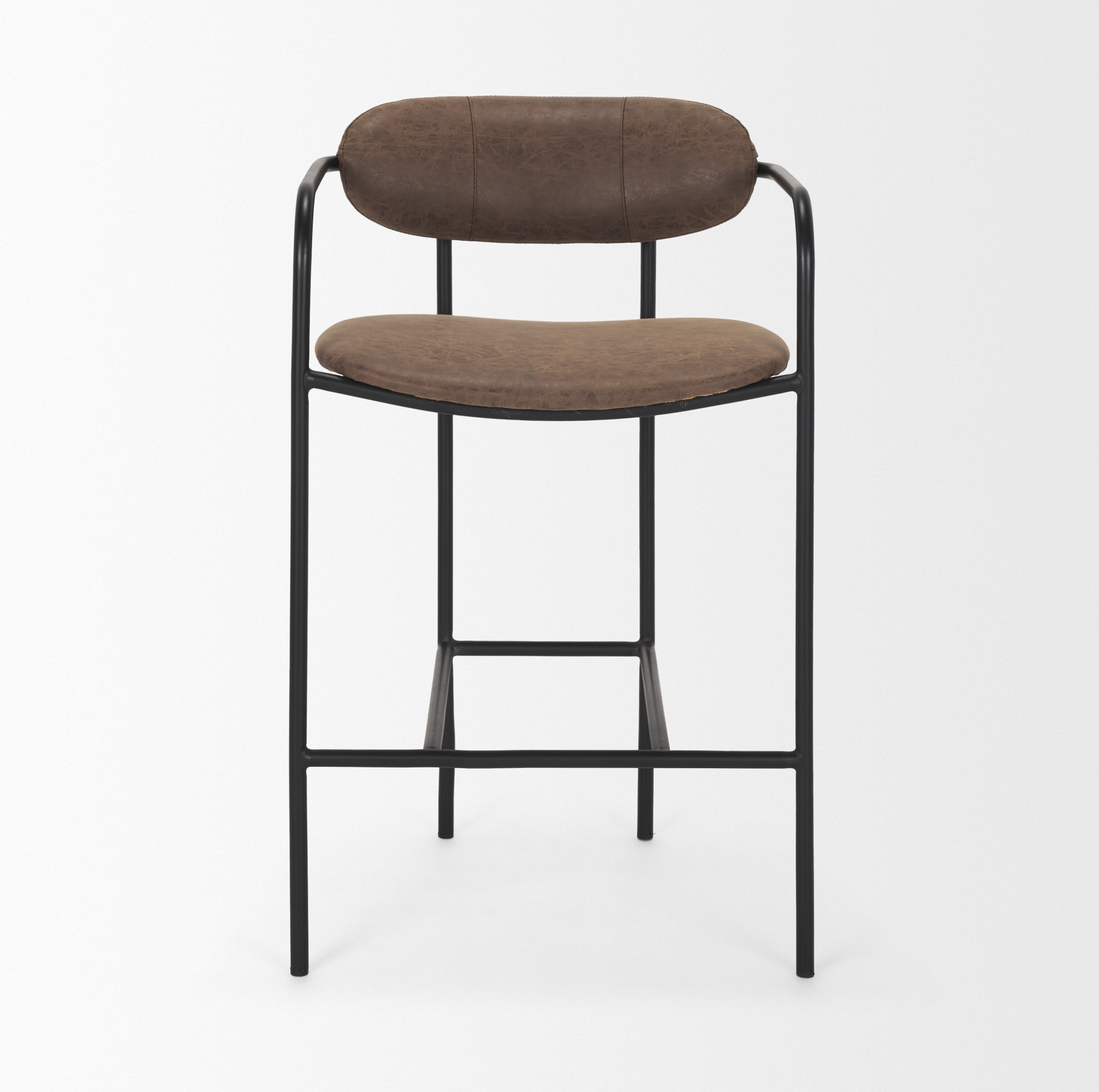 parker muted brown faux leather w/ black metal counter stool