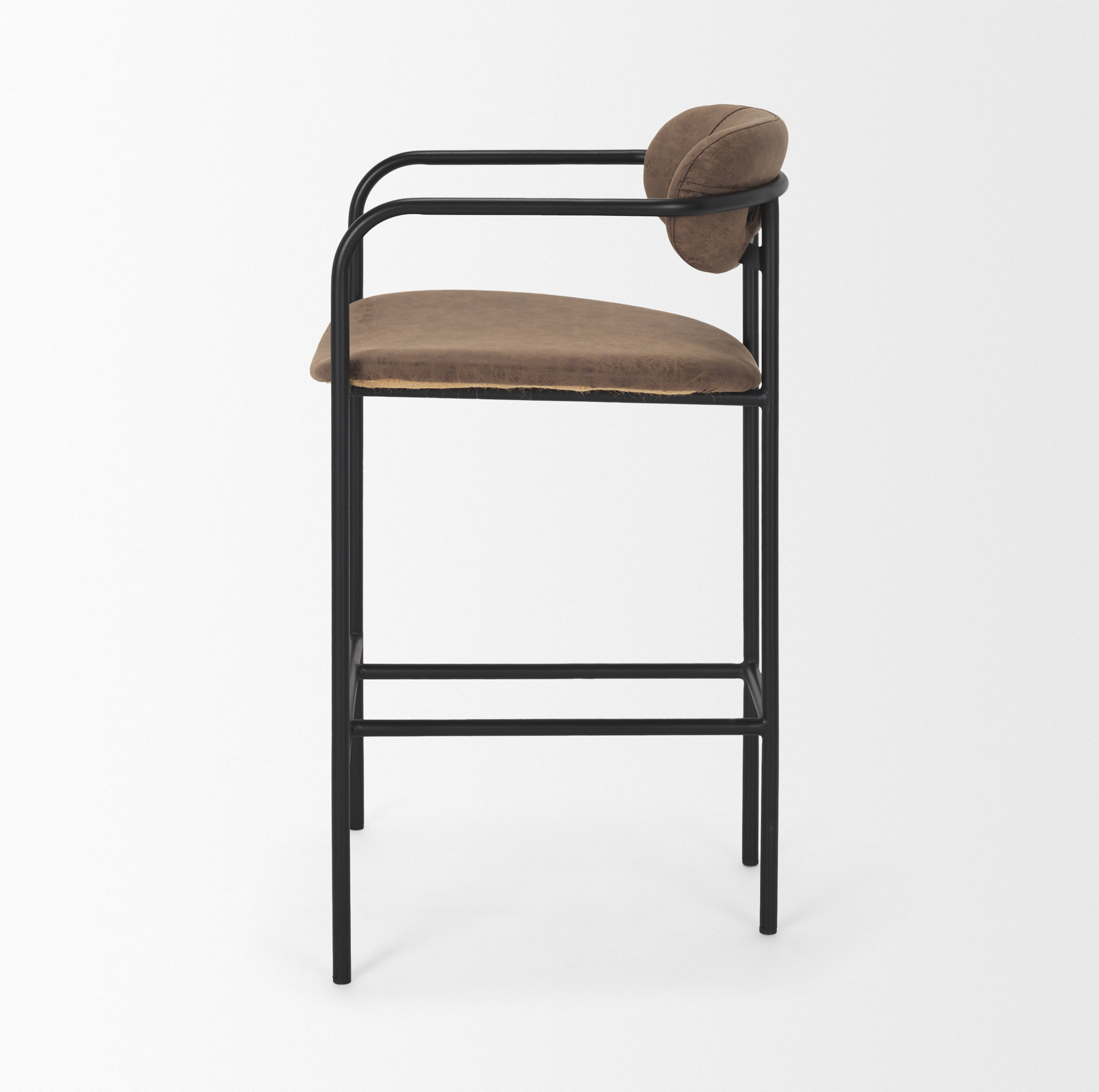 parker muted brown faux leather w/ black metal counter stool