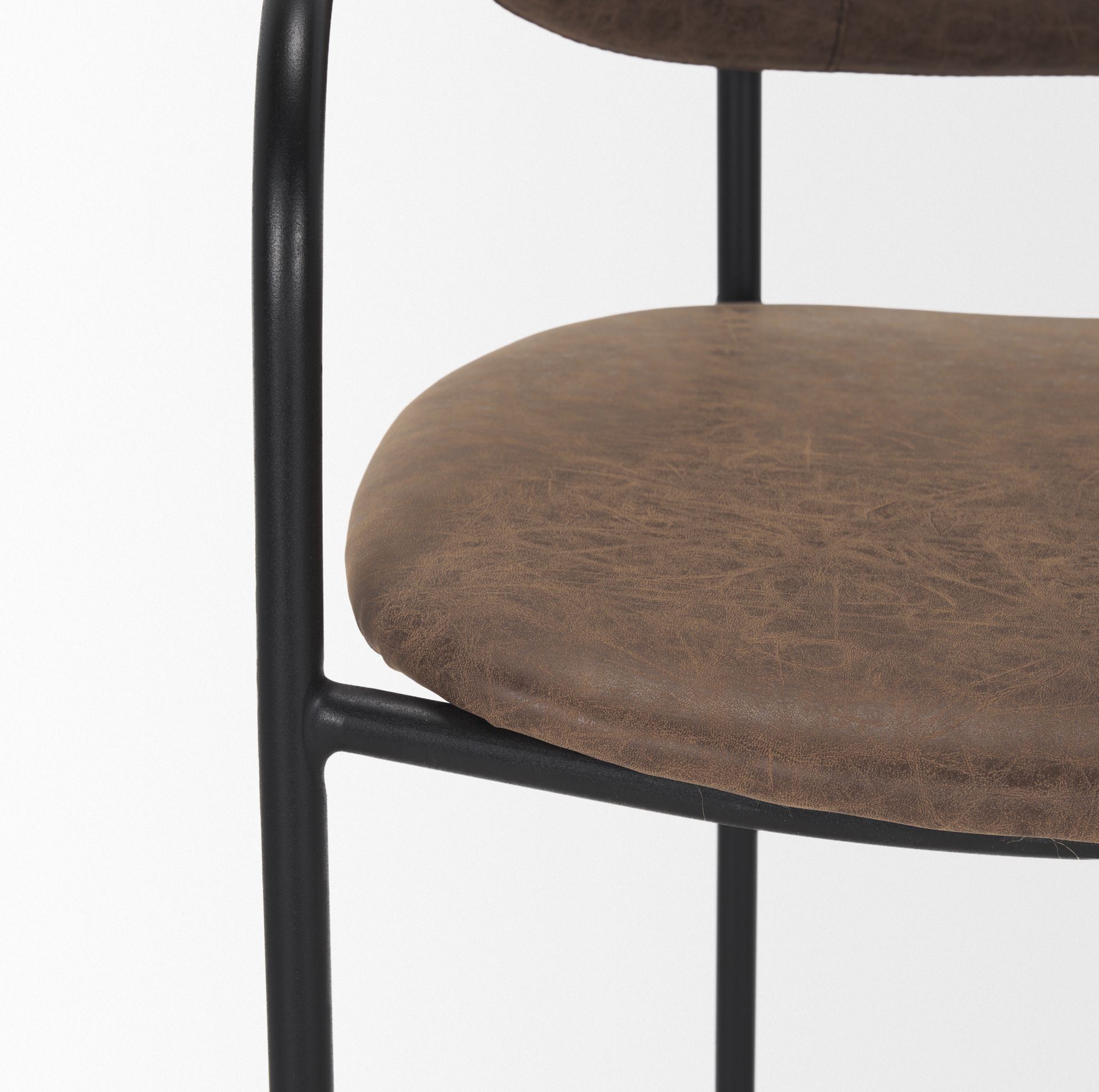 parker muted brown faux leather w/ black metal counter stool