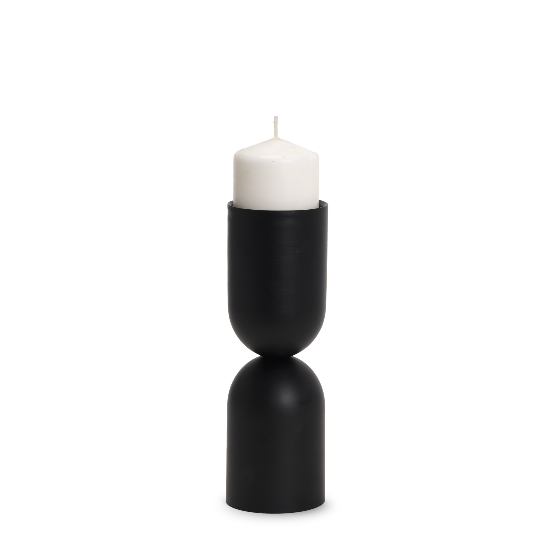 qamra medium black metal pillar candle holder