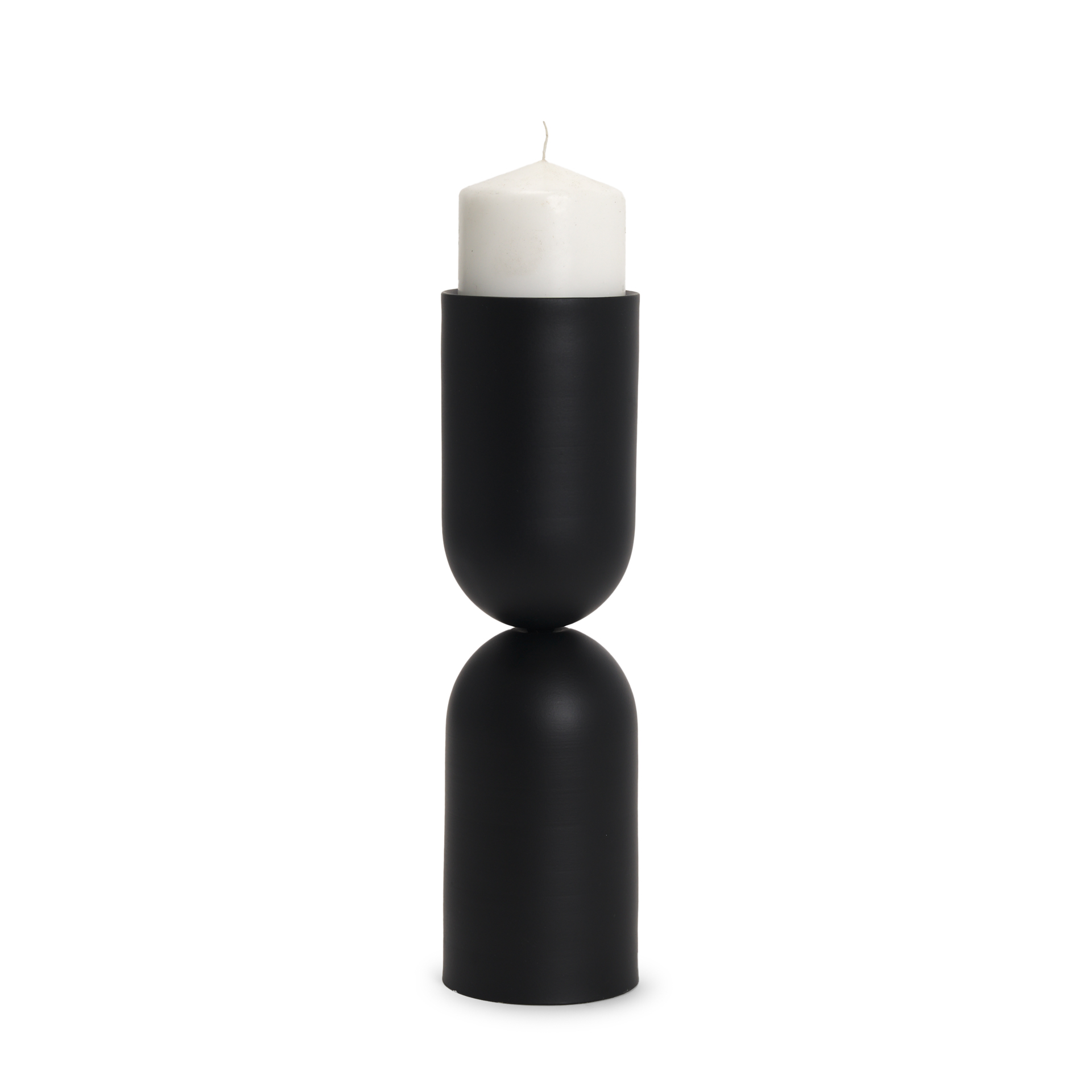 qamra tall black metal pillar candle holder