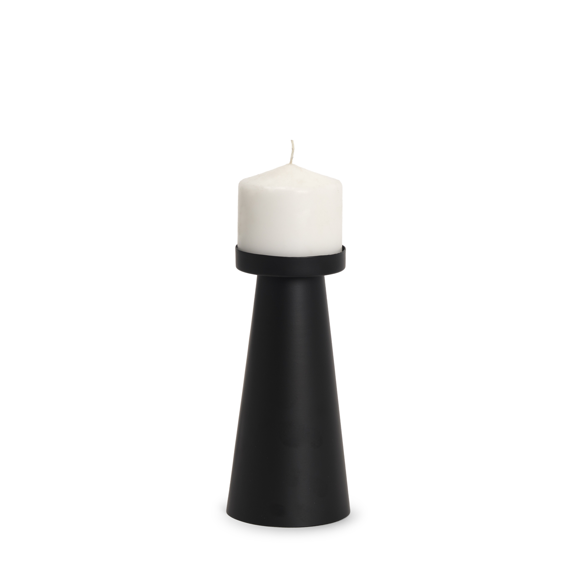 quadir medium matte black metal candle holder