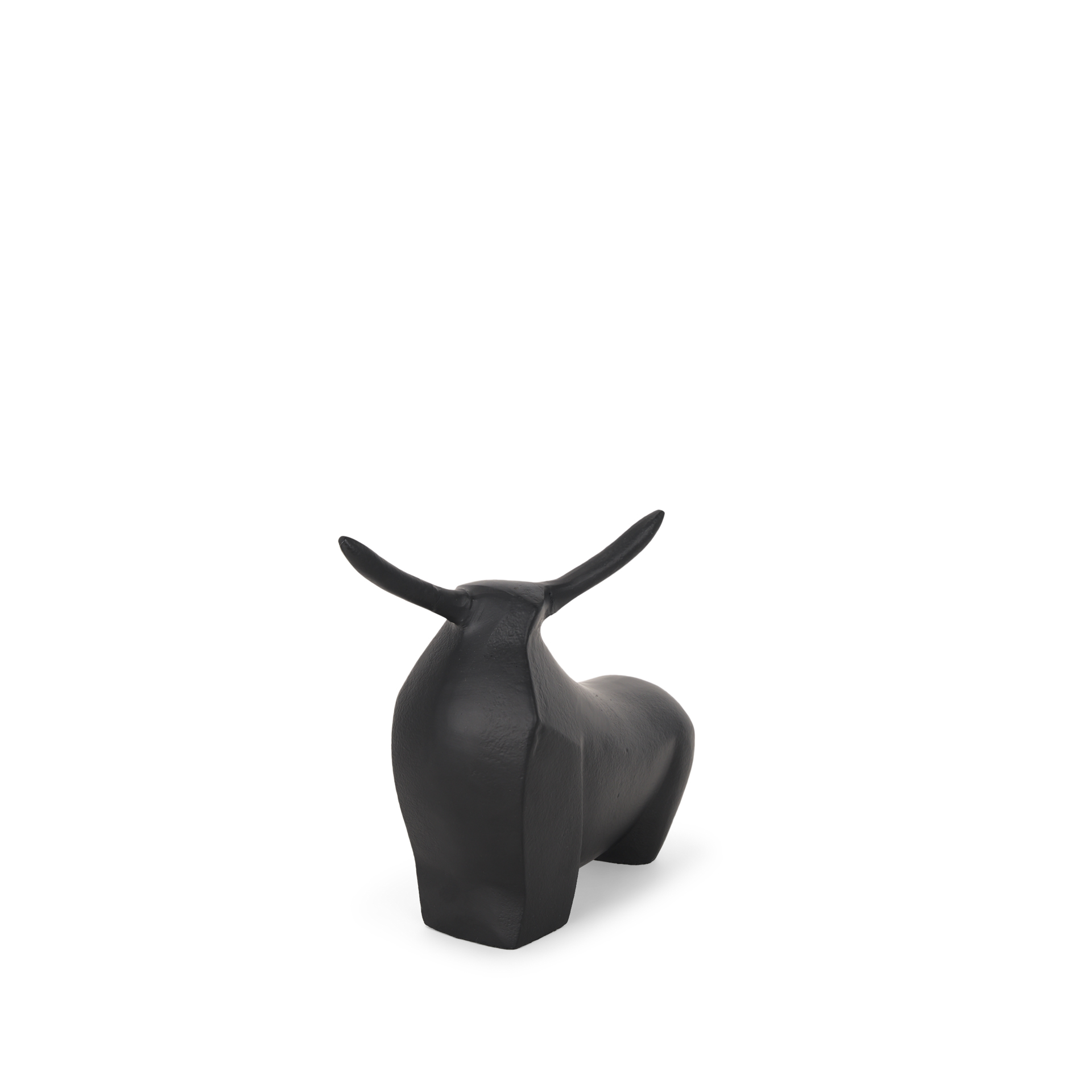 radu small matte black metal bull decorative object
