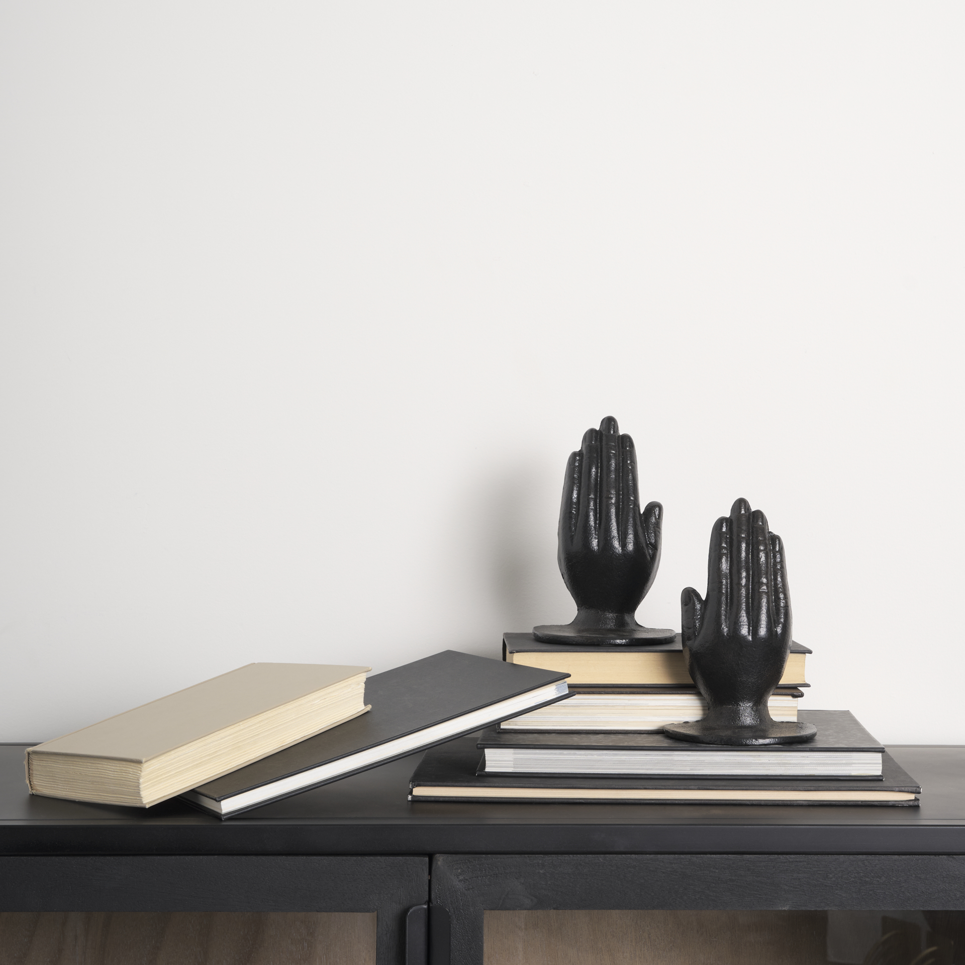 praying hands bronze cast iron book ends