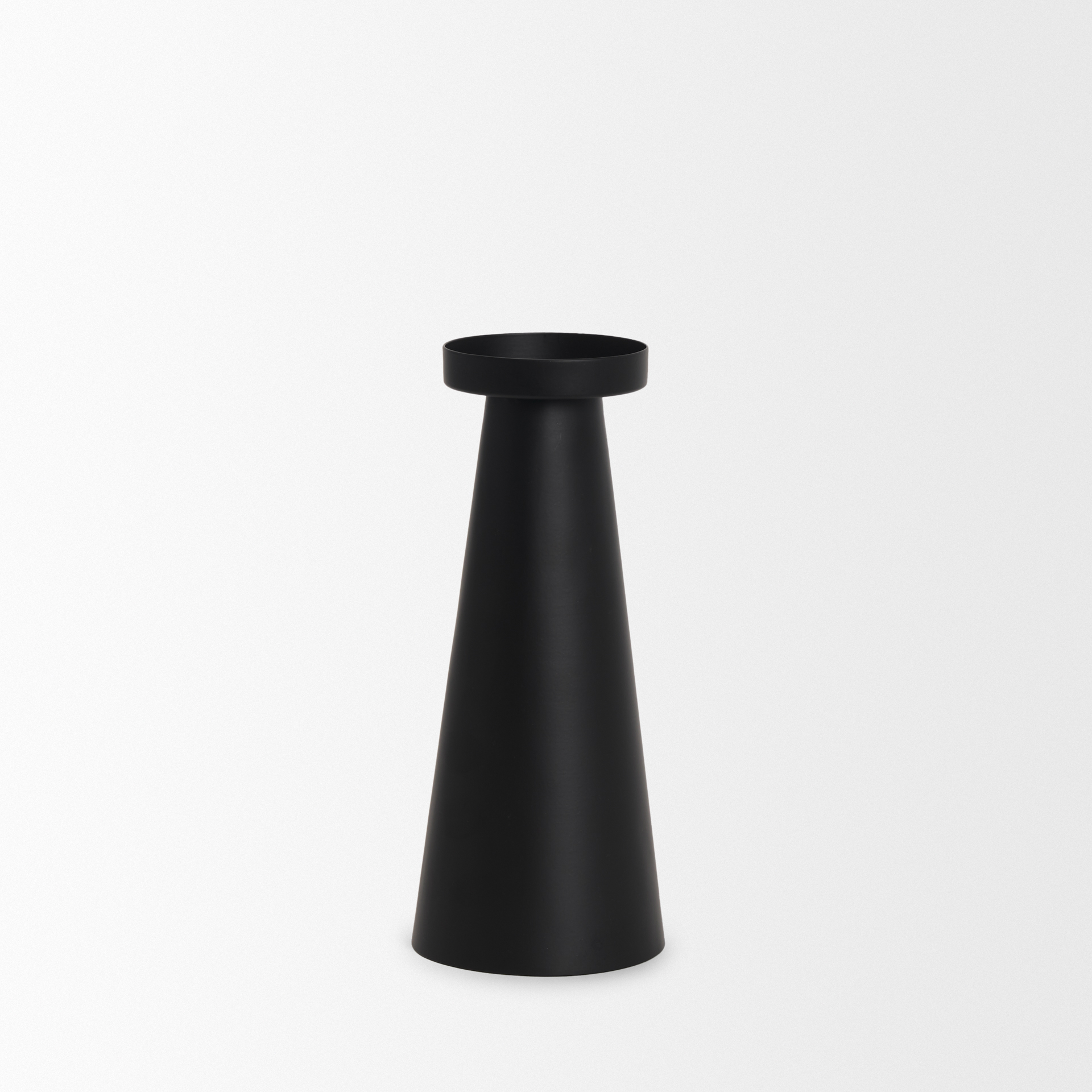 quadir tall matte black metal candle holder