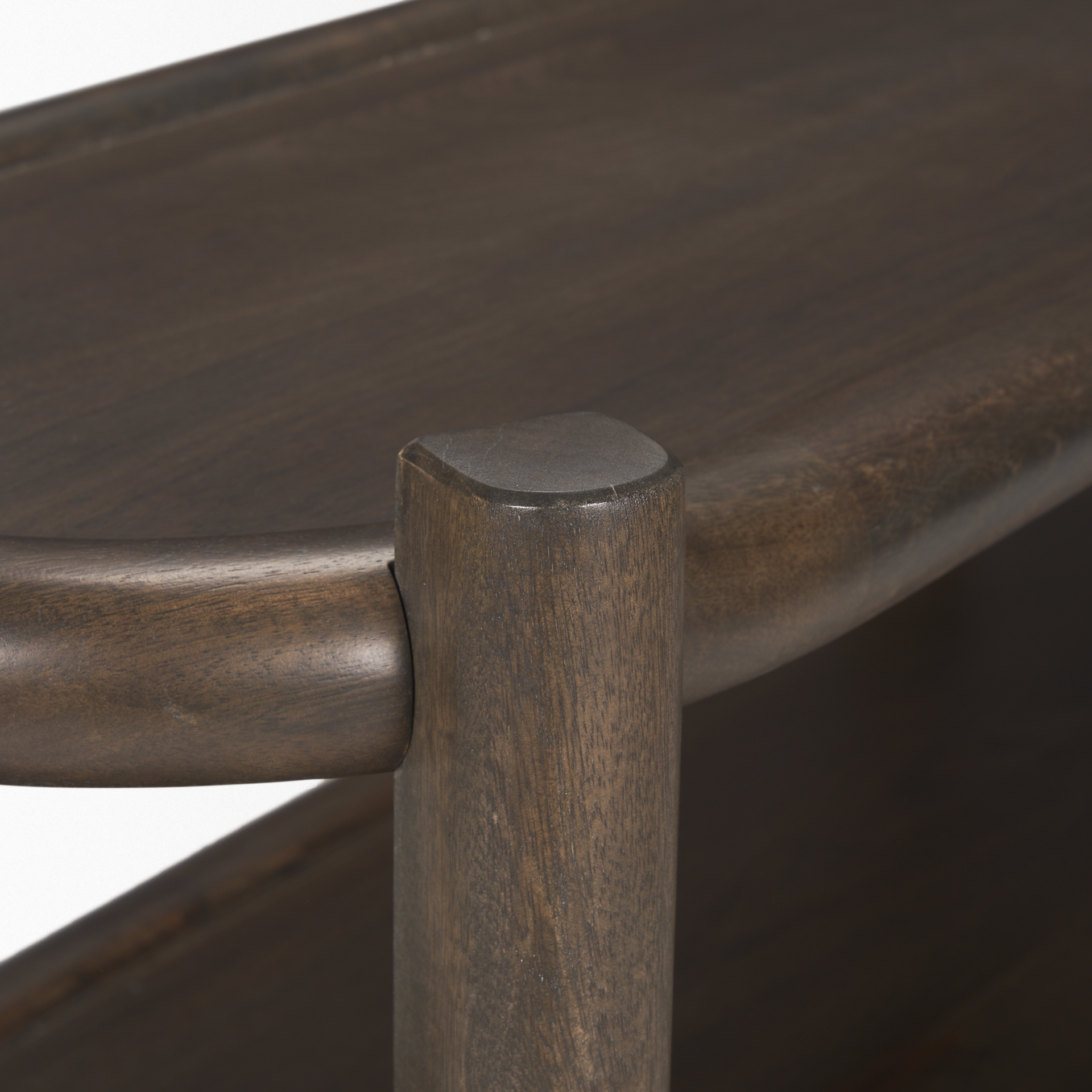 Romi Dark Brown Wood w/ 3 Shelves Oval Console Table