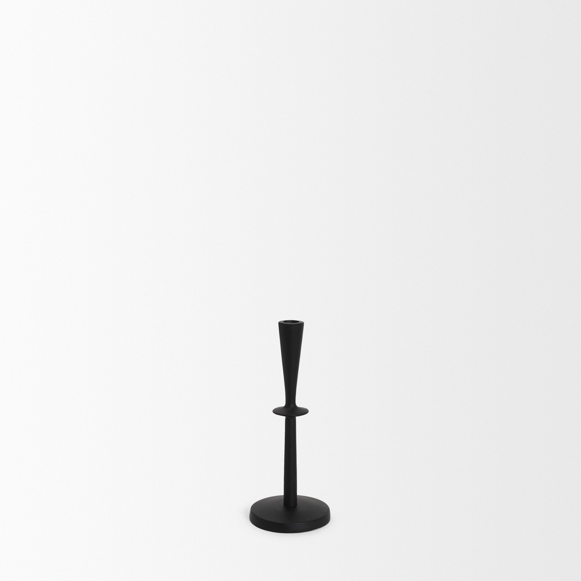 qwin matte black cast aluminum short candle holder