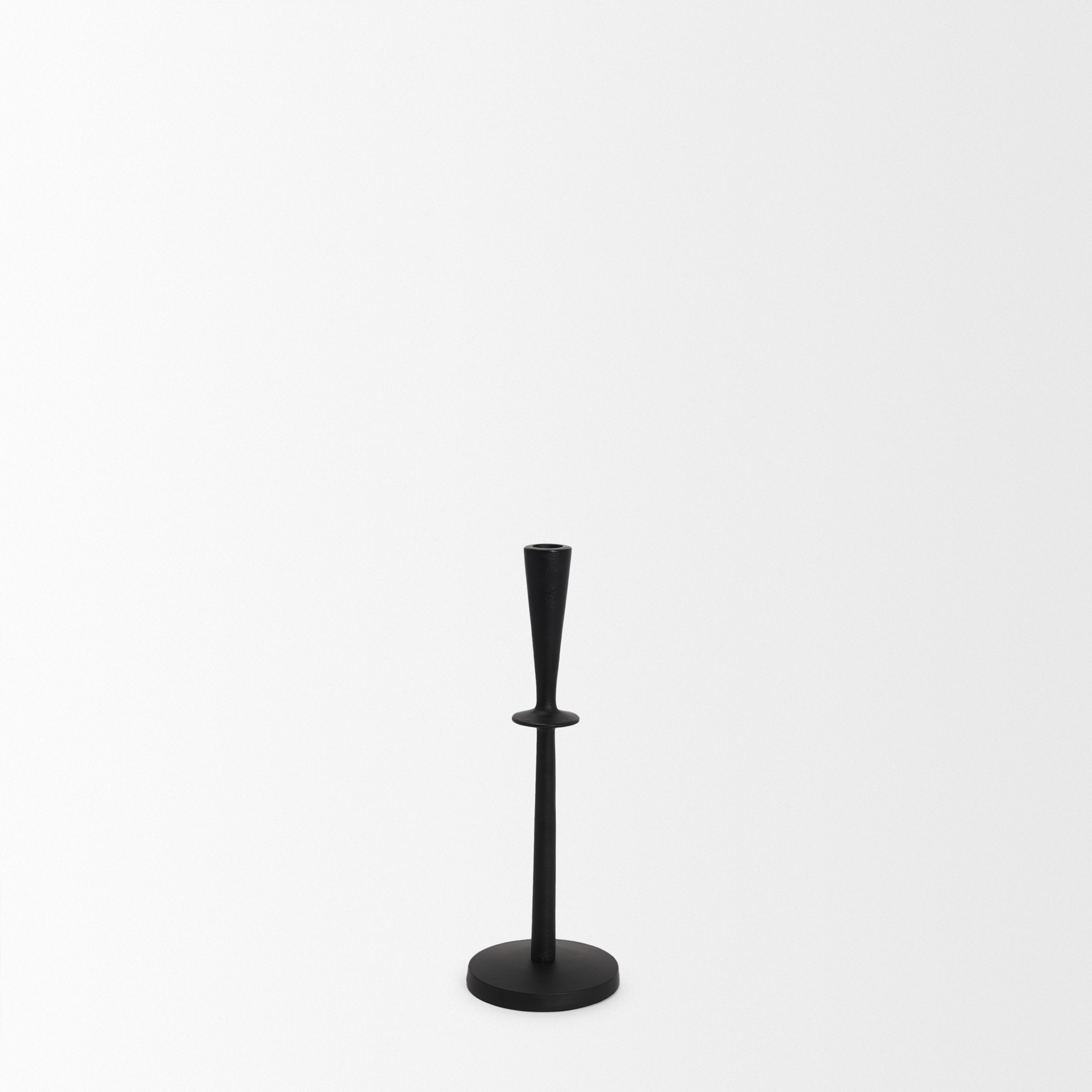 qwin matte black cast aluminum medium candle holder