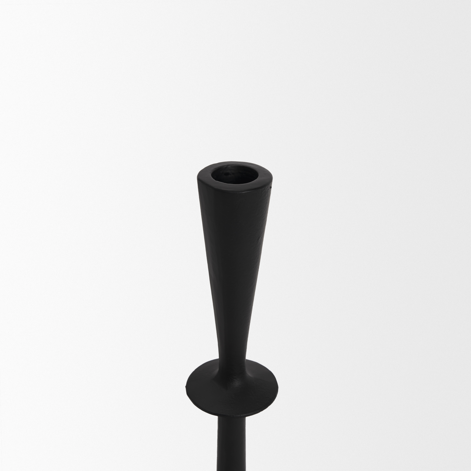 qwin matte black cast aluminum medium candle holder