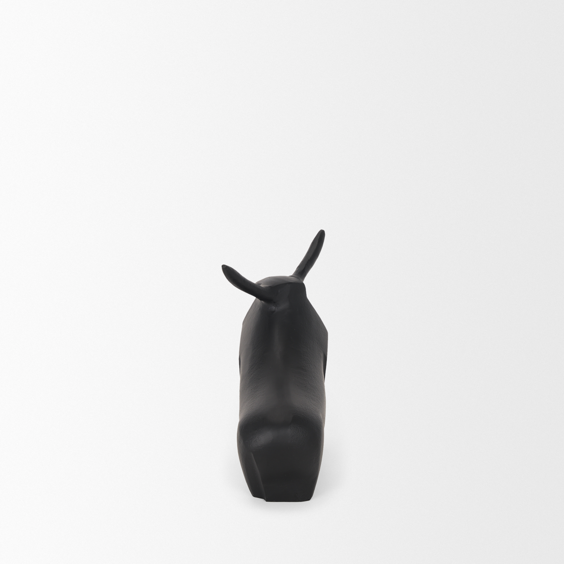 radu small matte black metal bull decorative object