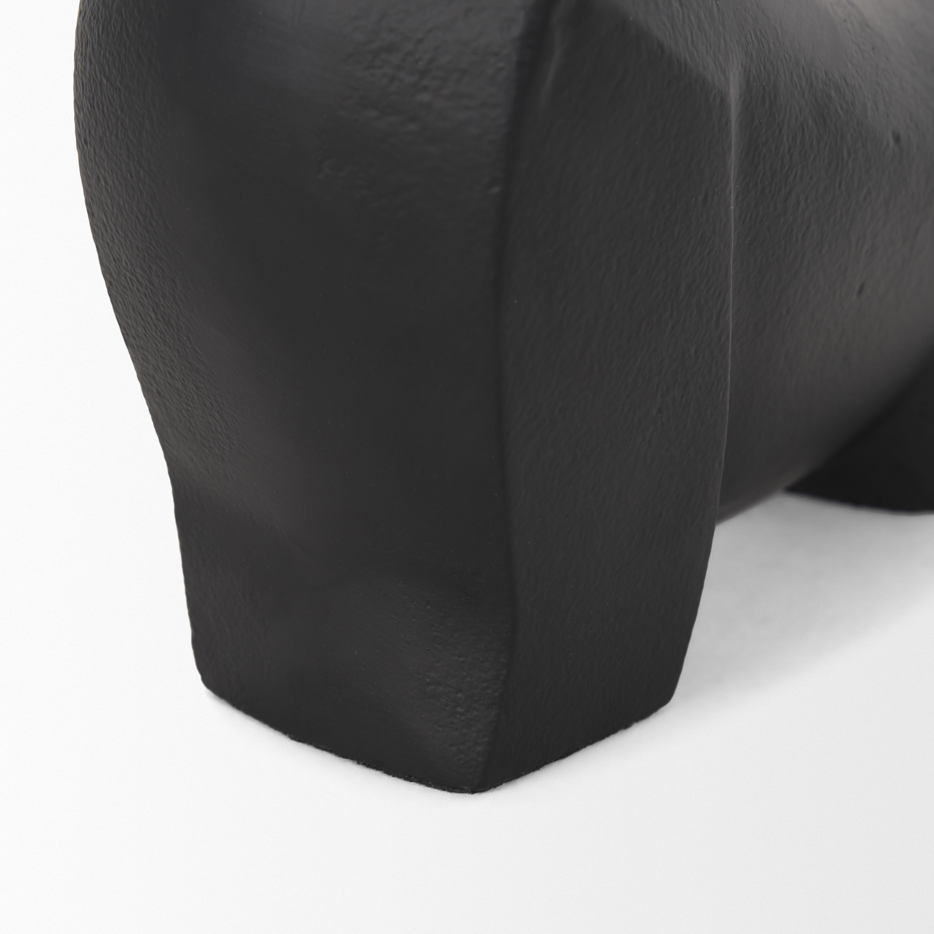radu small matte black metal bull decorative object