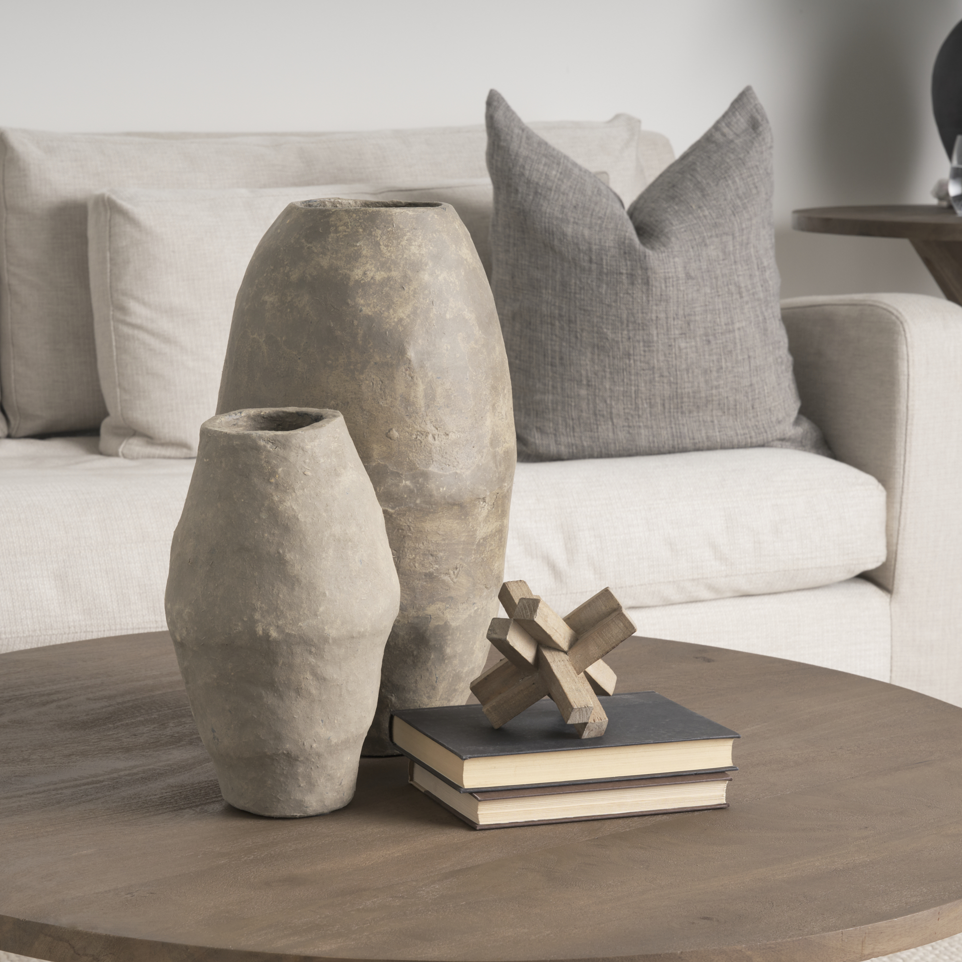 rundal small gray paper mache vase